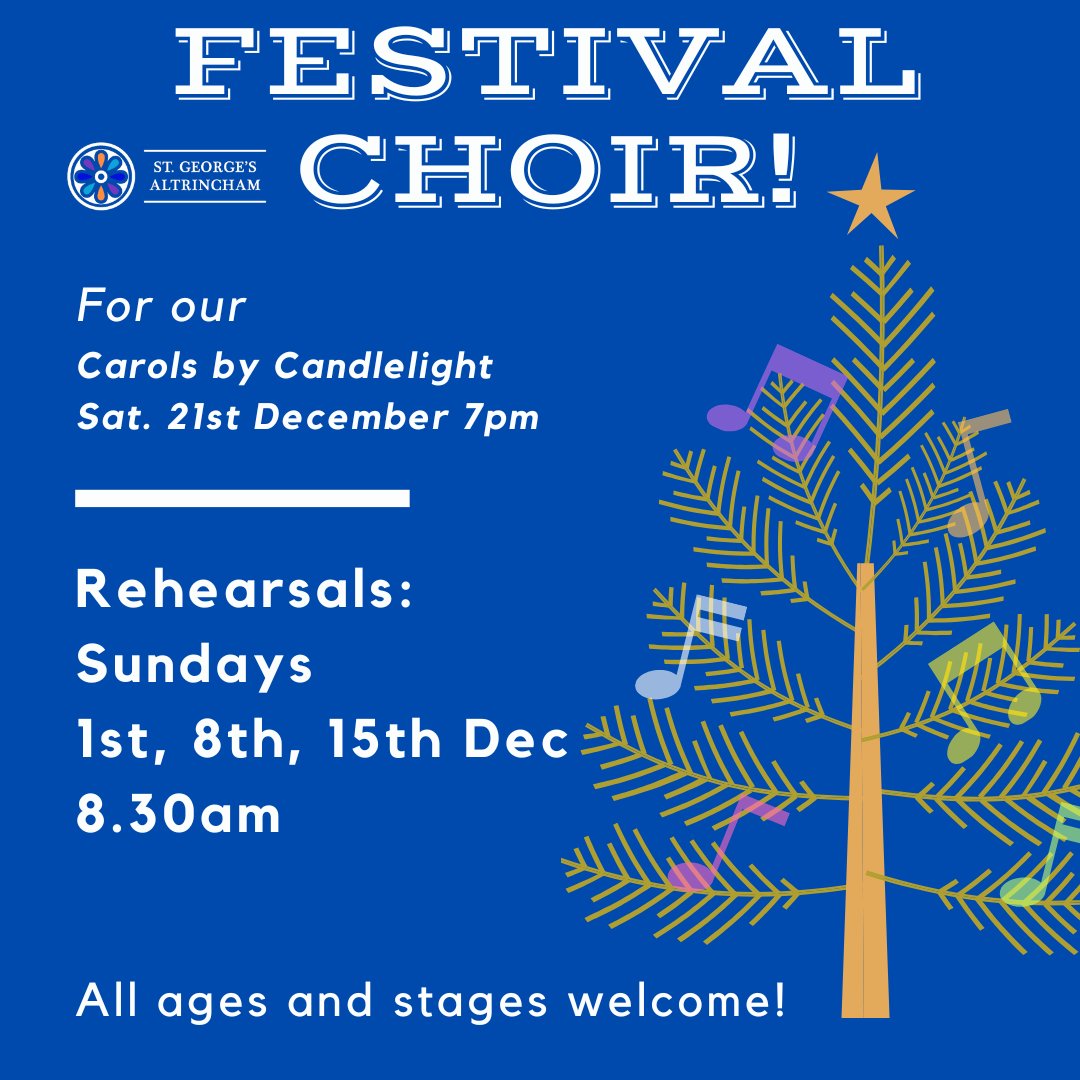 Our Festival Choir rehearsals continuesthis week!
😯Don't have time to be in a choir?
🎶But love to sing?
🎄Fancy singing some classic Carols?
Then come along to our pop-Up rehearsals in time for our Carols by Candlelight on Saturday 21st December.
Just come to as many as you can