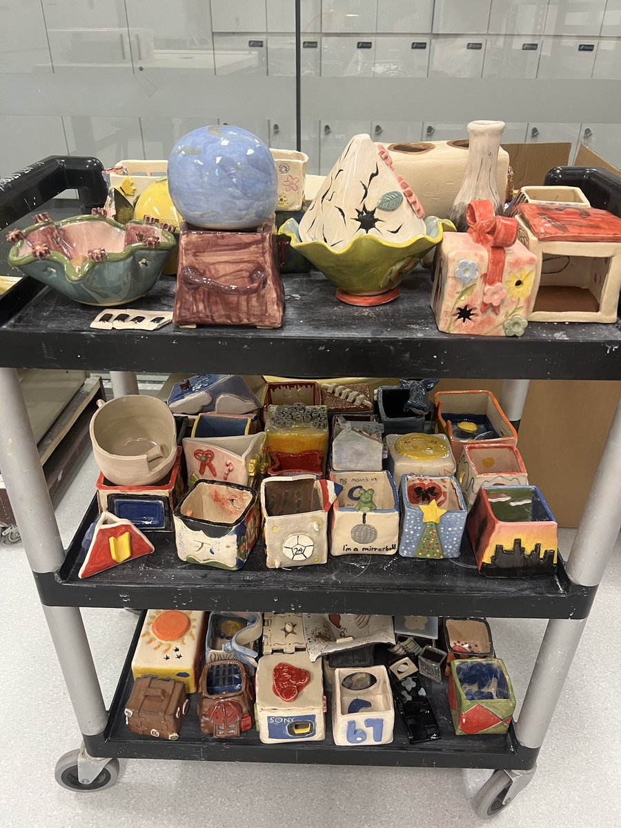 Unit 1: Sculpting Identity #ceramic #art is finally out of the kiln &amp; on display! #SAISrocks ❤️ Well done Grade 9 #ibmyp artists. Your first major ceramic artworks are fabulous!