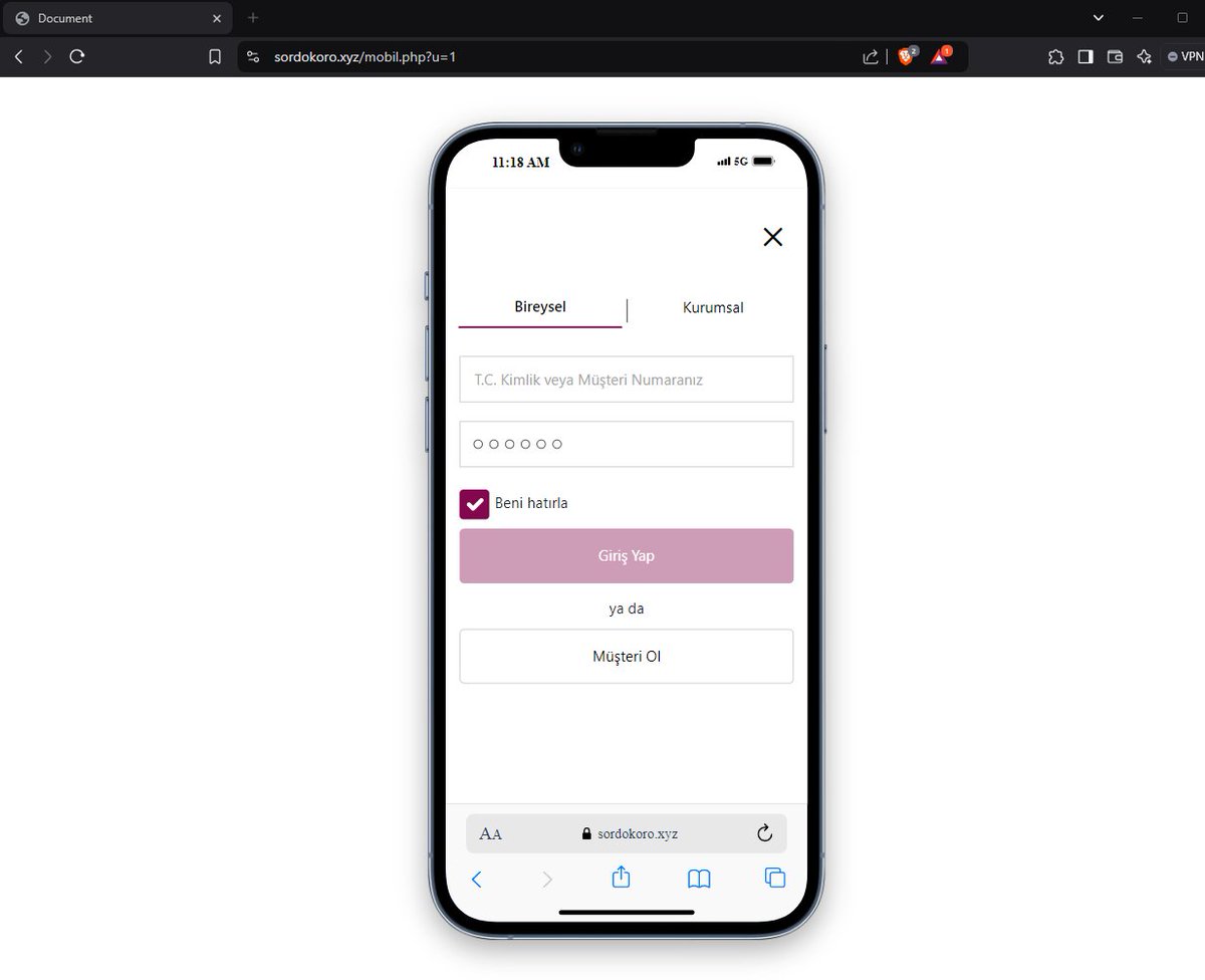 📢Phishing Site📢
🚨QNB Finansbank
🎣Phishing: hxxps[://]sordokoro[.]xyz/mobil[.]php?u=1
#phishing #qnbfinansbankphishing #trphishing #turkeyphishing  <a href="/Sync_Pundit/">Sync_Pundit 👽😎🔱🔥</a> <a href="/ActorExpose/"> IPAE!</a>  <a href="/urldna/">urlDNA.io</a> <a href="/PhisScan/">Phis Scan</a> <a href="/QNBGroup/">QNBGroup</a> <a href="/TRCert/">USOM</a> <a href="/PhisherOfMan/">Phisher Of Man</a> <a href="/cyberishlab/">cyberishlab</a> <a href="/qnbtr/">QNB Türkiye</a>