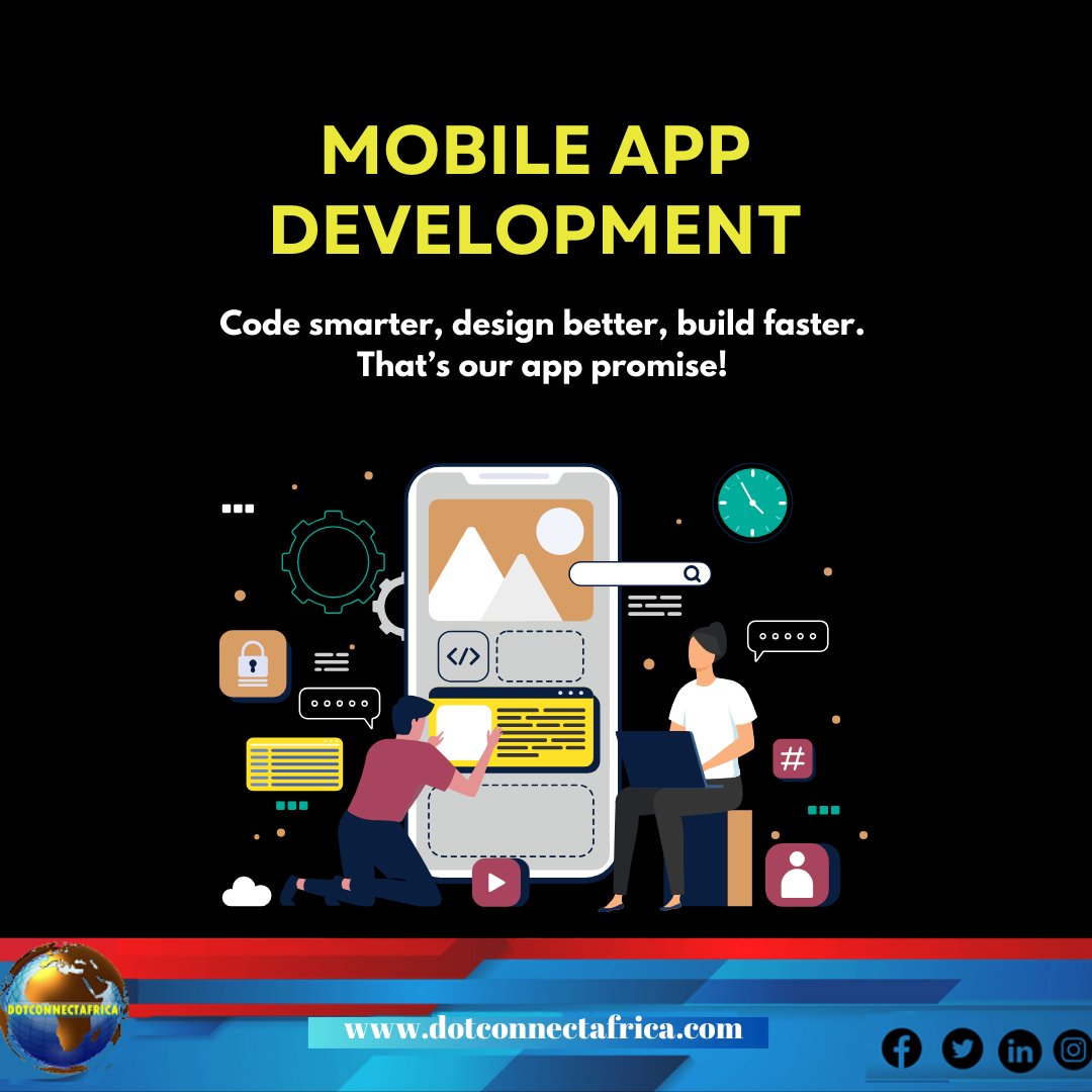 dot_africa's tweet image. Code smarter, design better, build faster that’s not just a goal, it’s our promise to you! Let’s create mobile solutions that redefine innovation and efficiency. Ready to bring your app idea to life? Visit our website dotconnectafrica.com

#CodeSmarter #AppDevelopment