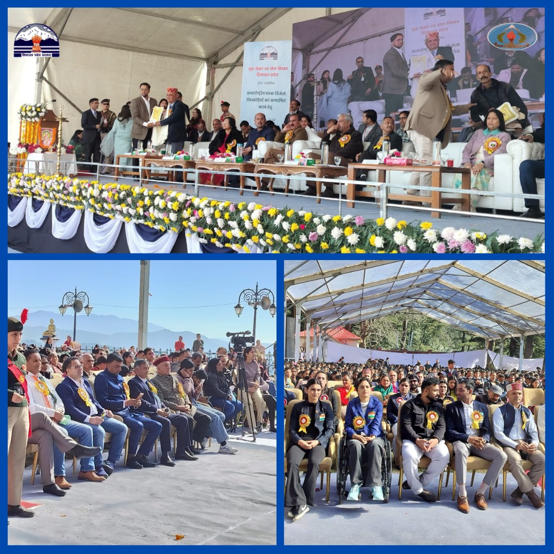 dyss_hp's tweet photo. Celebrating Excellence! 🌟 The Youth Services and Sports Department of Himachal Pradesh honors international medal-winning athletes at the Cash Award Distribution Ceremony in Peterhoff, Shimla. 🏅@SukhuSukhvinder @yadvindergoma04 https://t.co/OYXcbRsOQG