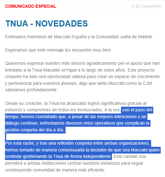 eliaslevyb's tweet photo. La @cjm_es y #Maccabi ponen fin a una década de movimiento juvenil judío conjunto en Madrid: Maccabi-Yahad.
Maccabi vuelve a su entorno Maccabi Tzair y Yahad queda en manos de la CJM, como en otras ciudades.
Habrá ahora 4 movimientos juveniles en Madrid con Noam y Tzofim. https://t.co/UVxXzL5FnK