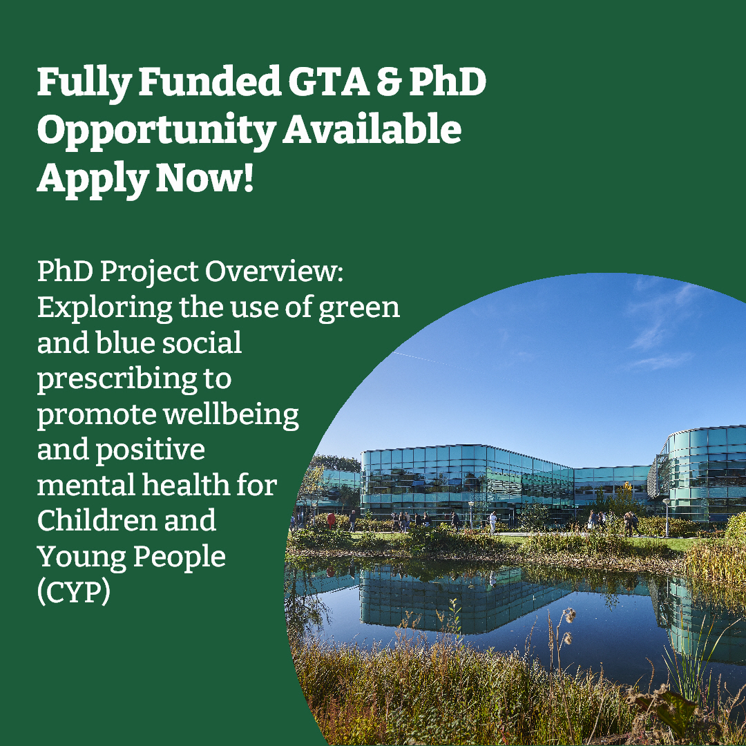 Prof Michelle Howarth (@howarth2l) on Twitter photo Fully funded GTA & PhD Opportunities. Interested in exploring the use of green and blue social prescribing to promote wellbeing for Children and Young People (CYP)Find out more from nicola.relph@edgehill.ac.uk f
Apply here: jobs.edgehill.ac.uk/vacancy.aspx?r… Fully funded GTA & PhD Opportunities. Interested in exploring the use of green and blue social prescribing to promote wellbeing for Children and Young People (CYP)Find out more from nicola.relph@edgehill.ac.uk f
Apply here: jobs.edgehill.ac.uk/vacancy.aspx?r…