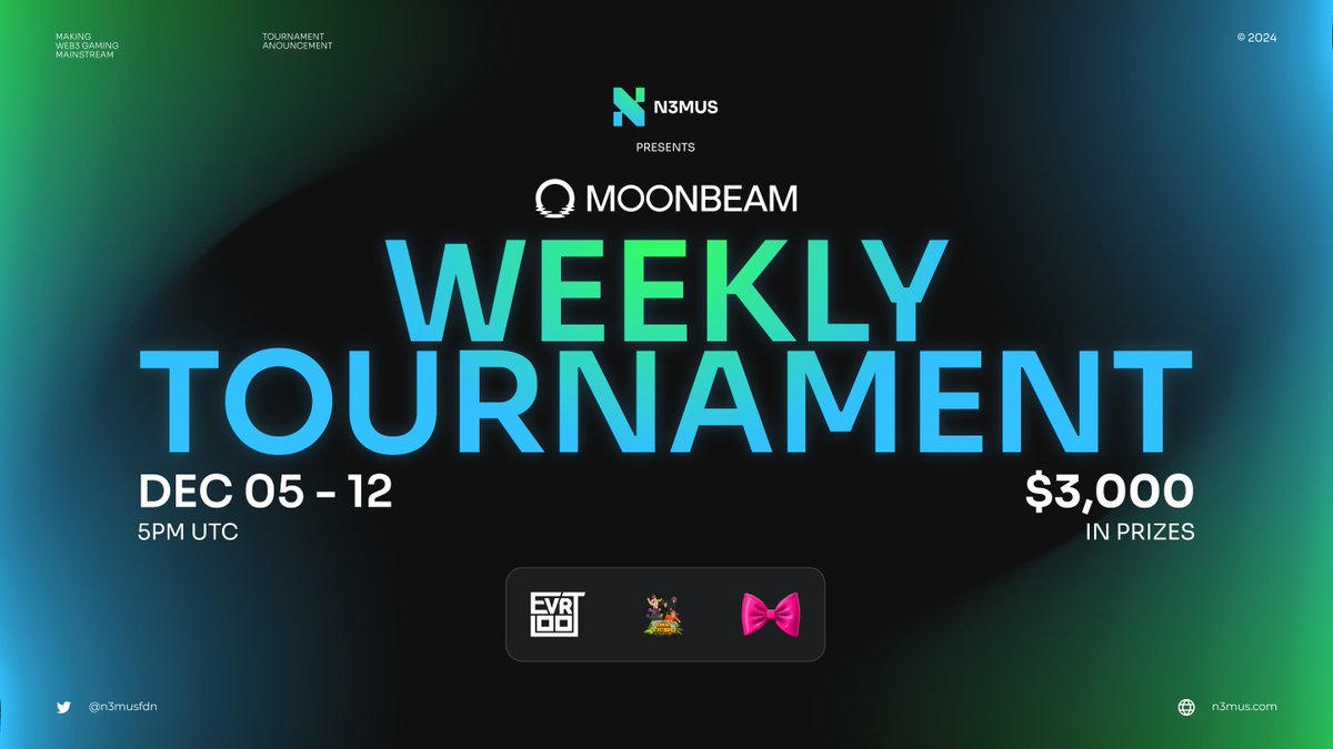 N3musFdn's tweet photo. 1/ The @MoonbeamNetwork Weekly Tournament goes live today, packed with 3 epic battles!

Evrloot tacticians, Escape pros, and Pinkdrop pioneers—this is your moment. Claim the crown, win big, and make your mark! 🏆

Details and registration below ⬇️ 🧵 https://t.co/Sz95pzlVm9