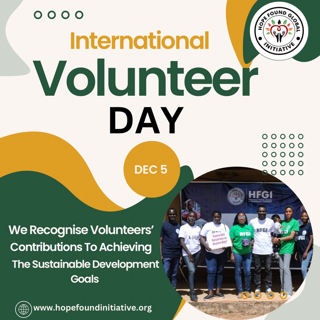 Hopefound_1's tweet photo. On this International Volunteer Day, we honor your selfless service. Together, we build a brighter future
#InternationalVolunteersDay #VolunteerRecognition #VolunteerImpact #CommunityService 
#ThankYouVolunteers #Hope #Education #Empowerment #Agriculture #Nutrtion #Health https://t.co/yXStAxJHAz