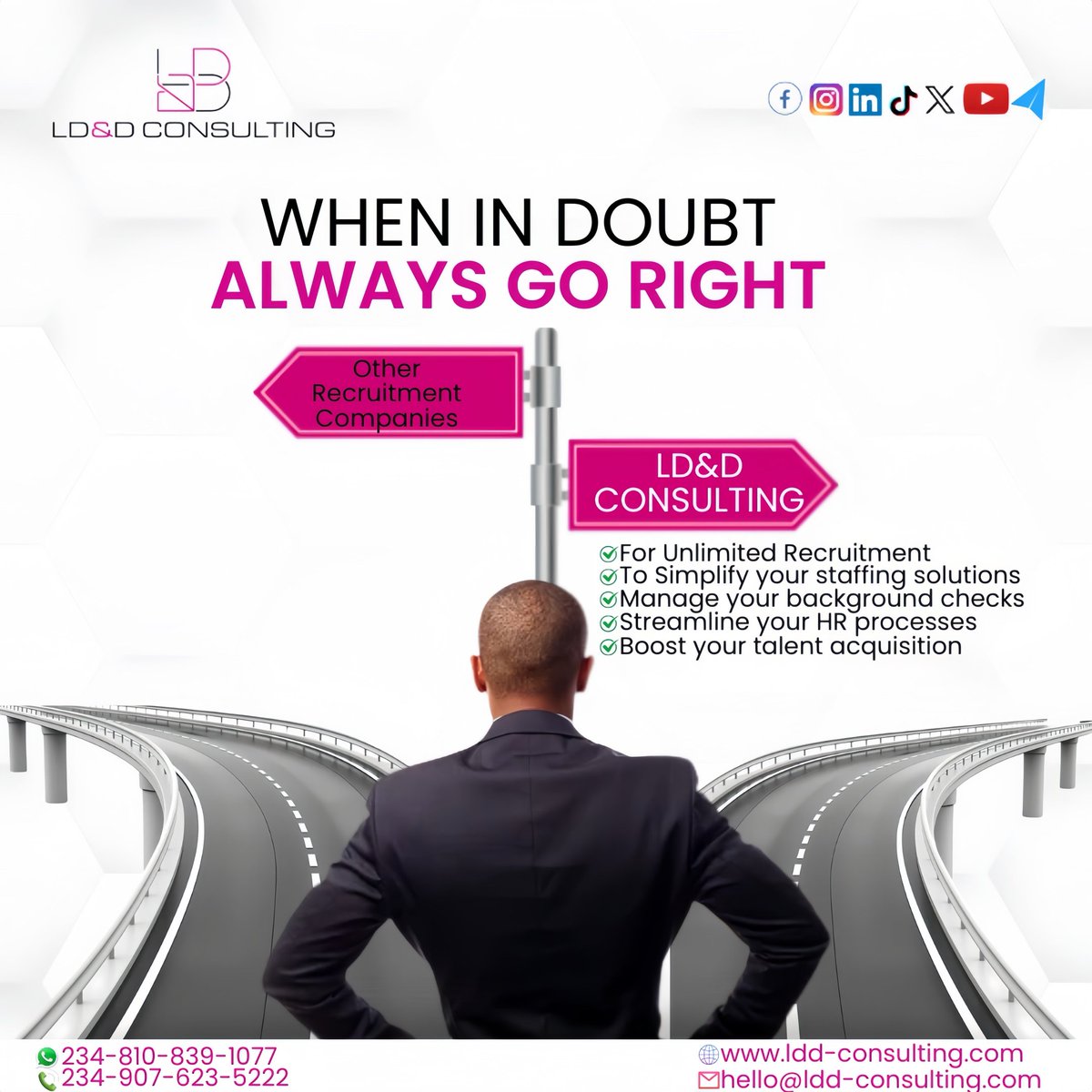 ldd_consulting's tweet photo. Why stress over tough hiring decisions when we are just a call away?

Let's make your hiring easy and stress-free!🚀

#RecruitmentCompany #hr #Recruitment #LDandDConsulting #HROutsourcing #staffing #staffingagency #staffingsolutions #hrconsulting https://t.co/q0gKSpDqIo