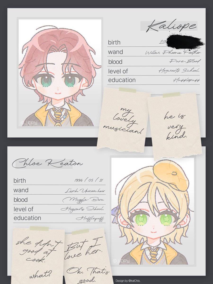 #페어틀
만들고 싶어서 만들었습니다
해리 포터 시리즈를 위한 프로필

생년월일, 지팡이 정보, 혈통, 학교 및 기숙사 등을 입력 가능합니다
여러 버전을 즐길 수 있으니 해리 포터 시리즈 자관 or 드림 or AU가 있으신 분들은 부디 한 번 도전을///

무료배포, PSD only

postype.com/@someonehwhone…