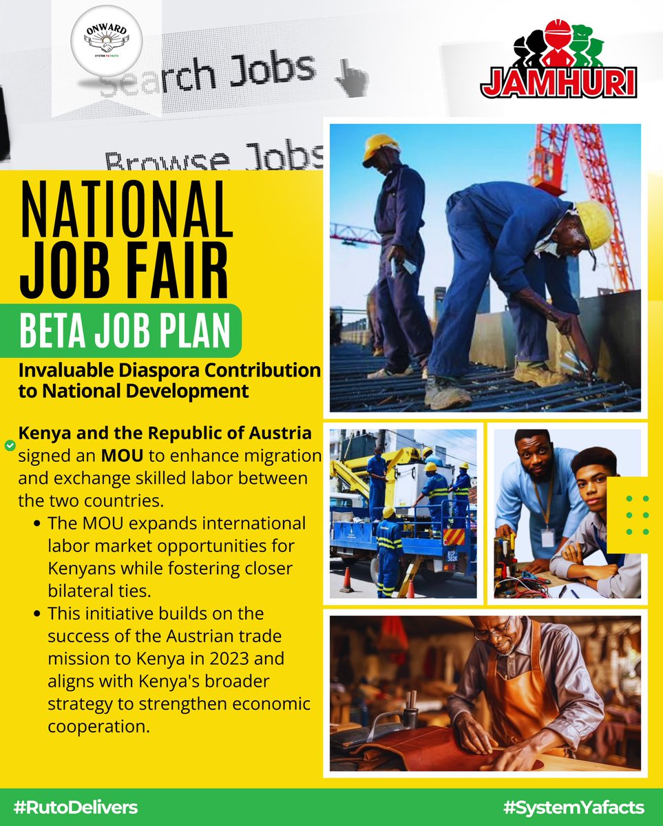 stubbornbantu's tweet photo. #BETAPlan: Transforming lives through jobs! 🌍
Kazi kwa Ground: 1.2M local jobs annually in agriculture, construction, & manufacturing.
Kazi Mtandaoni: Digital jobs for youth via ICT Global job placements boosting Kenyan talent abroad.
#JobsCreation
#NationalJobFair
BETA Jobs https://t.co/DNPdG23wpD