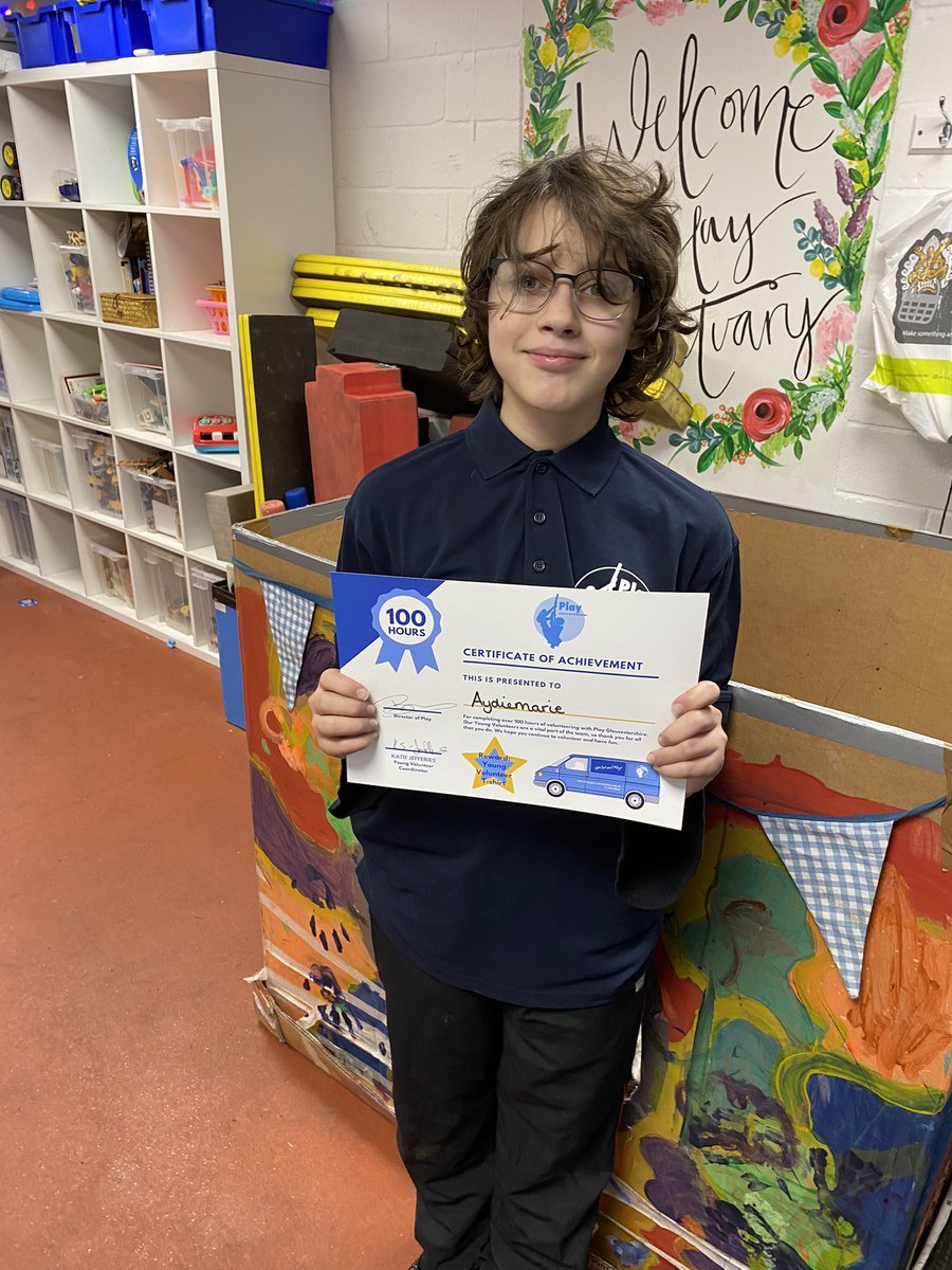 Play_Glos's tweet photo. #YoungVolunteer Aydiemarie was proud to receive their certificate and all important t-shirt rewarding them for #volunteering over 100 hours of their time during the #Play2Nurture project.
Congratulations ๐ ๐
@TNLComFund #TimeToBe #PlayWorkWorks #PlayfulRoleModels https://t.co/ejp9AX7NNw