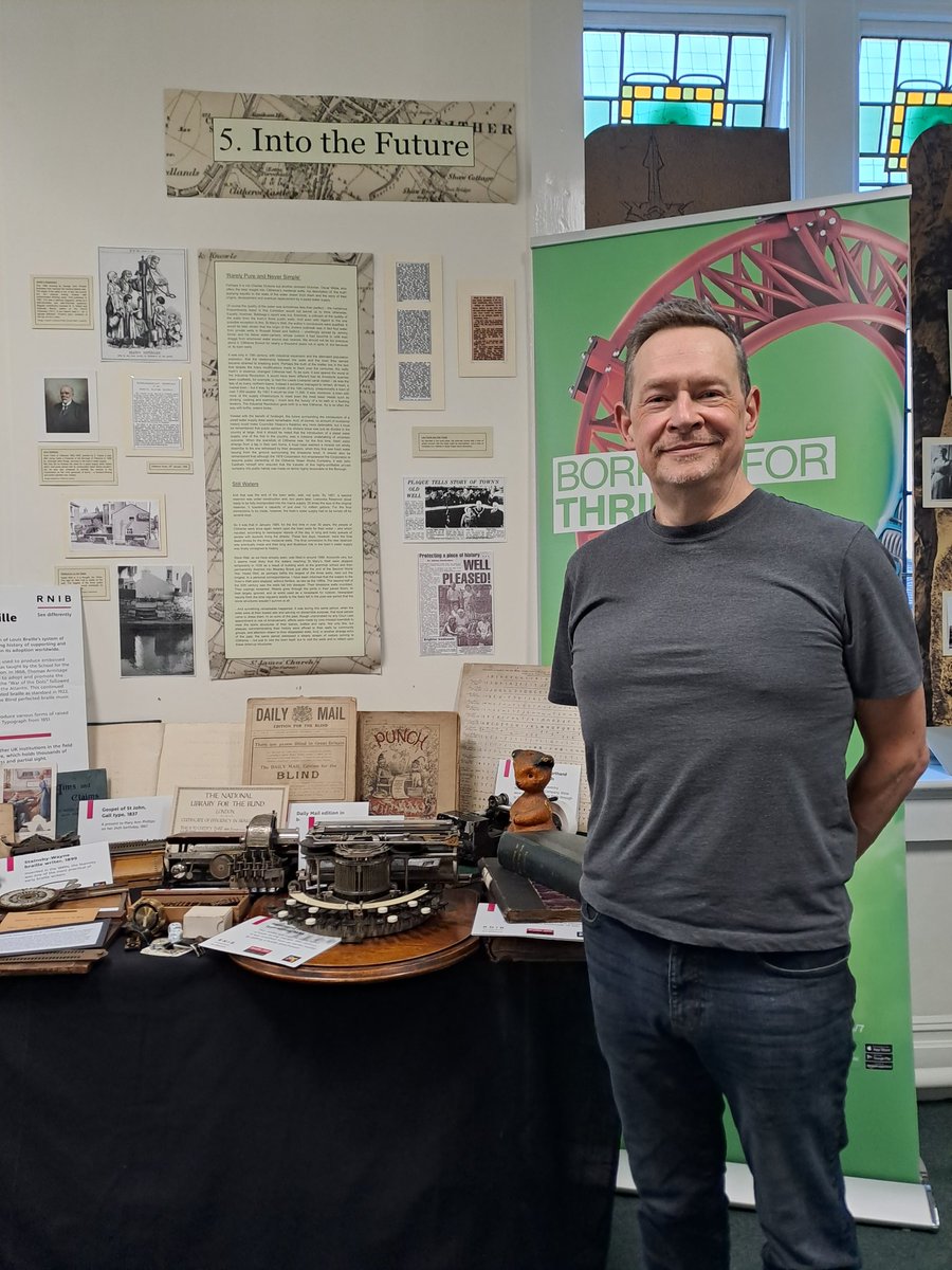 LancsLibraries's tweet photo. We have some treasures from the RNIB Archives here at #ClitheroeLibrary, encouraged to touch it all! #Braille200 https://t.co/8qA5nNNCpT