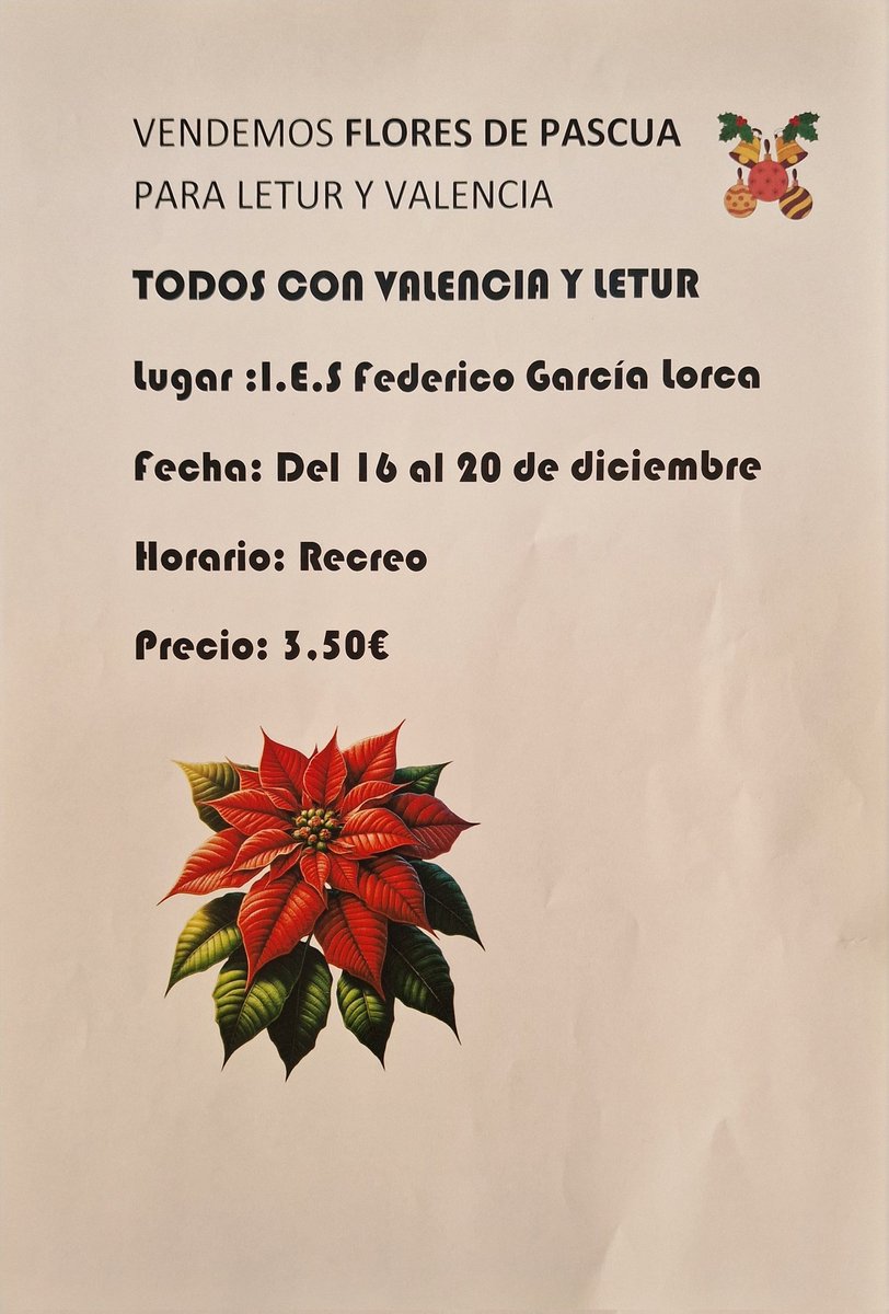 Mercado de flores de Pascua en el <a href="/IesGarciaLorca/">IES LORCA ALBACETE</a> a favor de #Valencia y #Letur. 
¡¡ COLABORA!! 🙏🙏🙏🙏