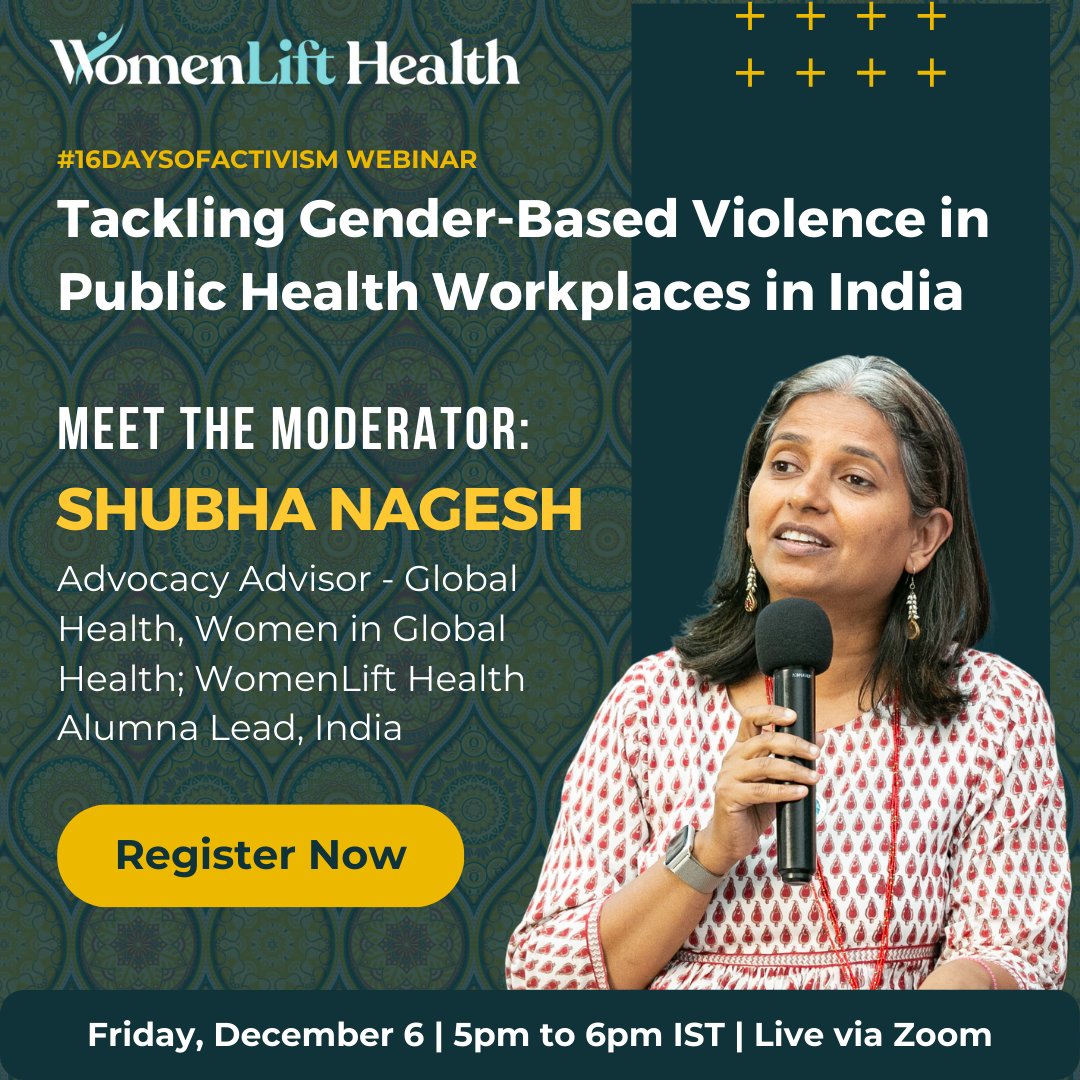 WomenLift Health (@womenlifthealth) on Twitter photo #MeetTheModerator
Meet <a href="/snagesh2/">Shubha Nagesh</a>, Advocacy Advisor, Global Health at <a href="/womeninGH/">Women In Global Health</a>, and our moderator for the #16DaysOfActivism webinar!
She’ll lead an essential conversation on tackling overt & subtle forms of GBV in public health workplaces in India—and building safer spaces for #MeetTheModerator
Meet <a href="/snagesh2/">Shubha Nagesh</a>, Advocacy Advisor, Global Health at <a href="/womeninGH/">Women In Global Health</a>, and our moderator for the #16DaysOfActivism webinar!
She’ll lead an essential conversation on tackling overt & subtle forms of GBV in public health workplaces in India—and building safer spaces for
