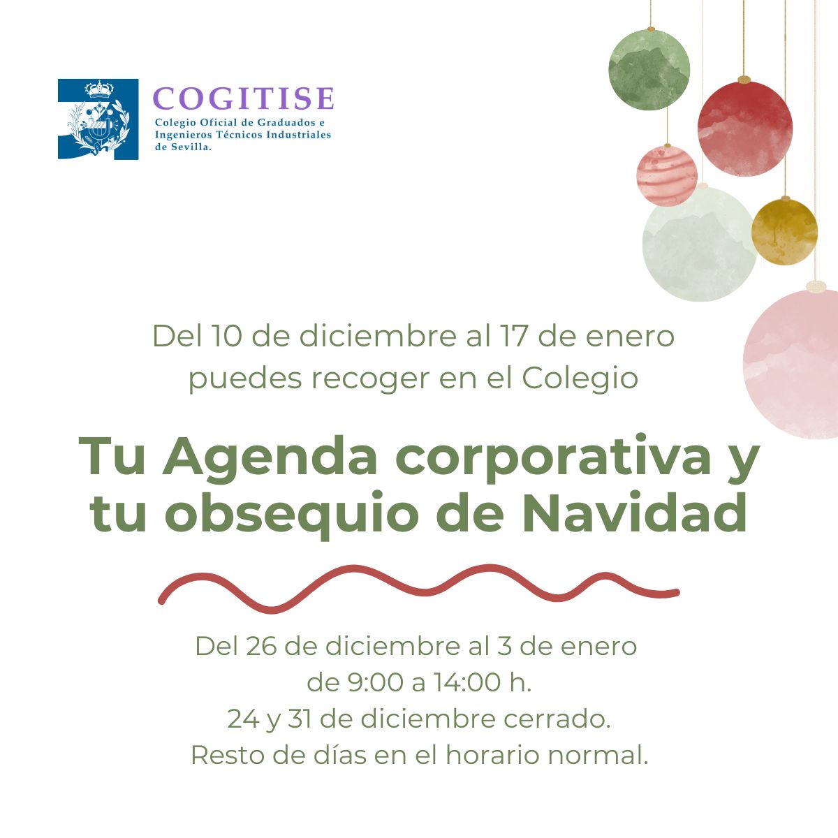 cogitise's tweet photo. 🎁 Atención colegiados de #COGITISE
Ya podéis recoger vuestra agenda corporativa y vuestro obsequio de Navidad en nuestra sede Colegial.
🔵 Os esperamos hasta el 17 de enero.
📍 Estamos en la Plaza del Museo nº6 de Sevilla
💫 ¡Feliz Navidad a todos! 🎄 https://t.co/x233Z0OOBj