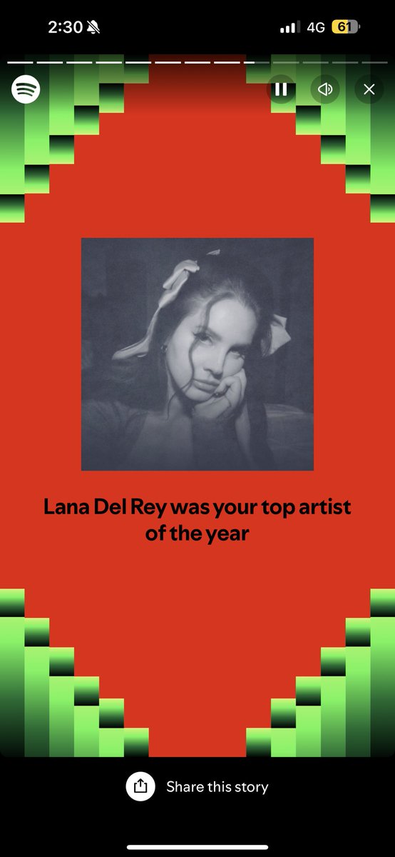 IloveLDR2012's tweet photo. Lana is number one every year💗 #SpotifyWrapped #LanaDelRey https://t.co/Cv2HP6OehT
