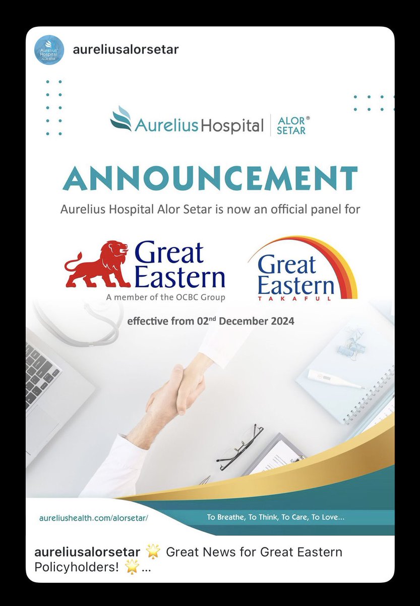 syazwan_17's tweet photo. New Panel Hospital for client’s Great Eastern Takaful

⚲ Sunway Medical Centre, Damansara
⚲ Aurelius Hospital, Alor Setar https://t.co/jwrqy4hdk5
