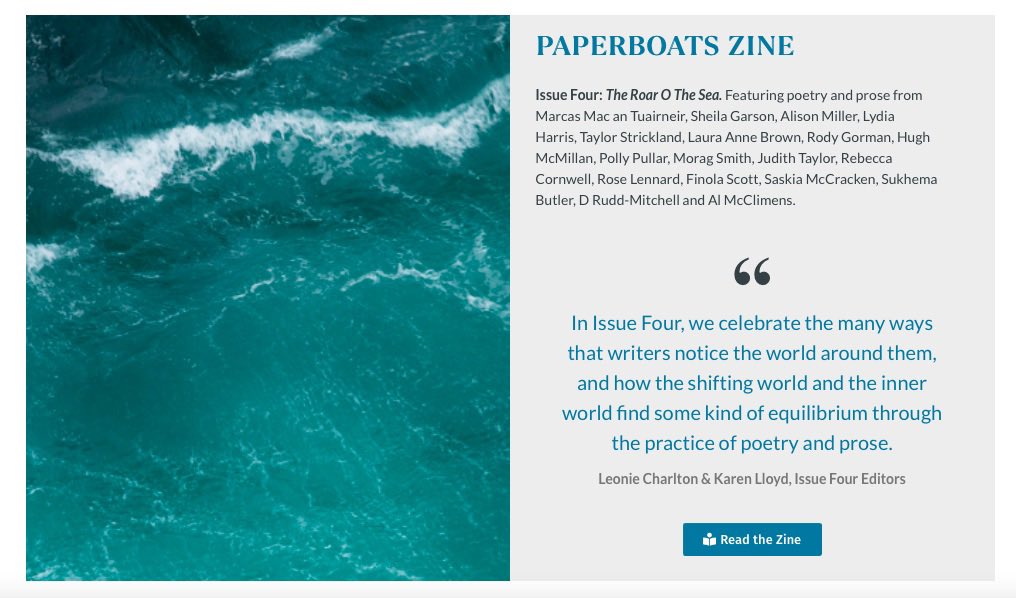 Issue Four of the Paperboats Zine is a stunning collection of #poetry and #NatureWriting from across #Scotland and beyond. Read online now at the Paperboats web site!