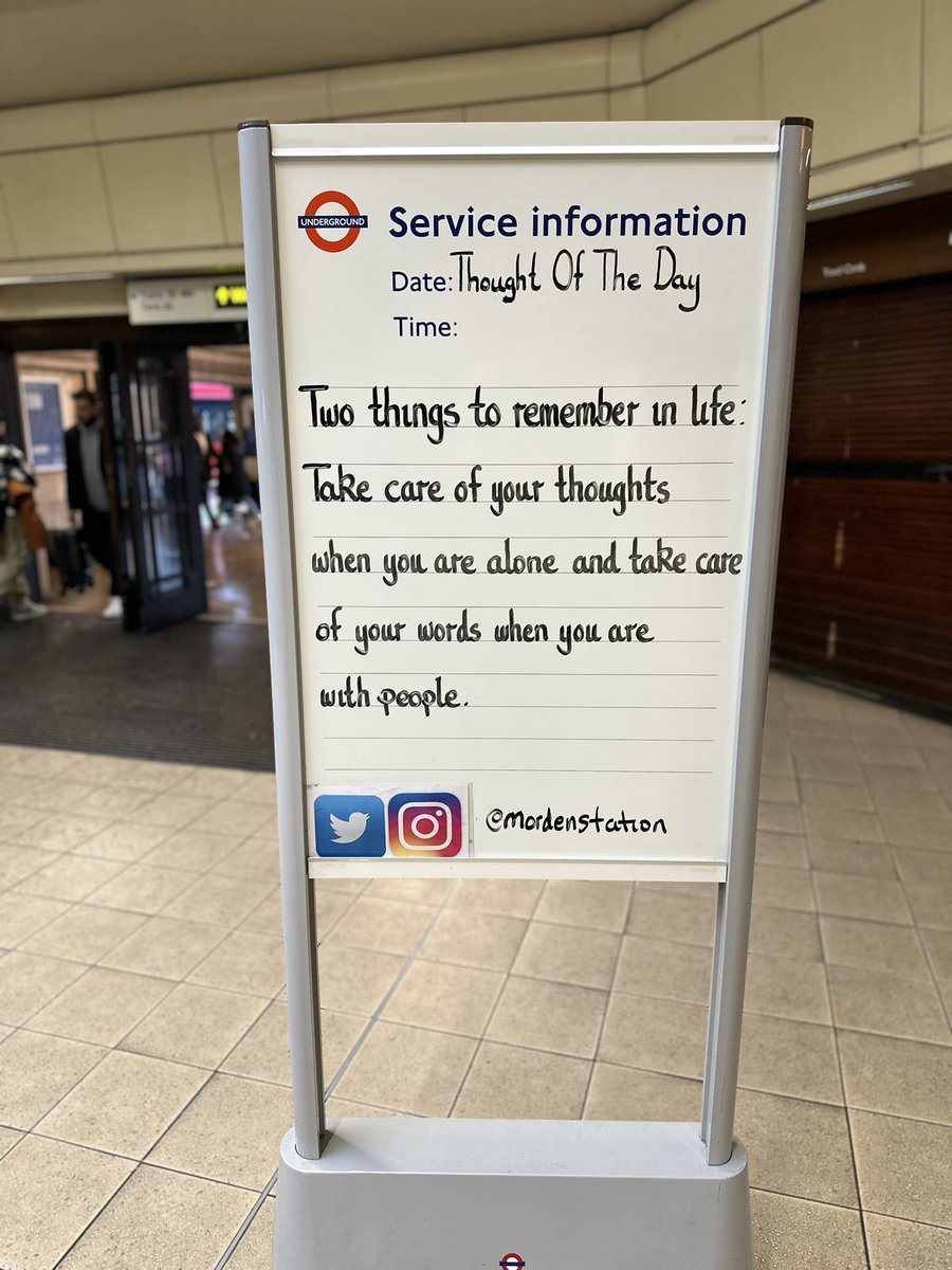MordenStation's tweet photo. Thursday 5th December 2024 Thought Of The Day From Morden Underground Station https://t.co/PRQl3eL7I5