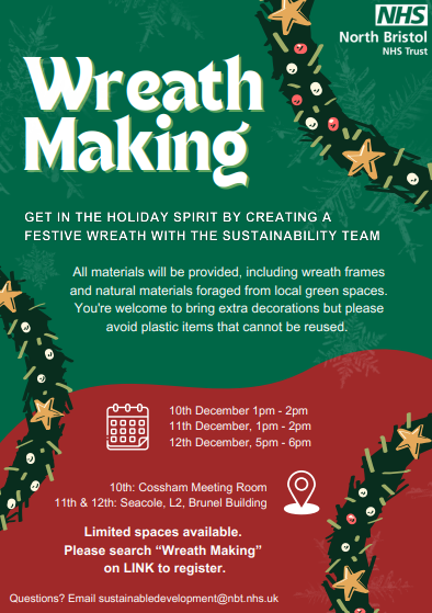 NBT Staff Experience (@nbtstaffexp) on Twitter photo Join our <a href="/NBTSustHealth/">NBT Sustainable Development Unit</a> team and enjoy festive wreath making 🎄Search Wreath making on LINK to book your spot. <a href="/NorthBristolNHS/">North Bristol NHS Trust</a> <a href="/PandTNBT/">People Team at NBT</a> Join our <a href="/NBTSustHealth/">NBT Sustainable Development Unit</a> team and enjoy festive wreath making 🎄Search Wreath making on LINK to book your spot. <a href="/NorthBristolNHS/">North Bristol NHS Trust</a> <a href="/PandTNBT/">People Team at NBT</a>
