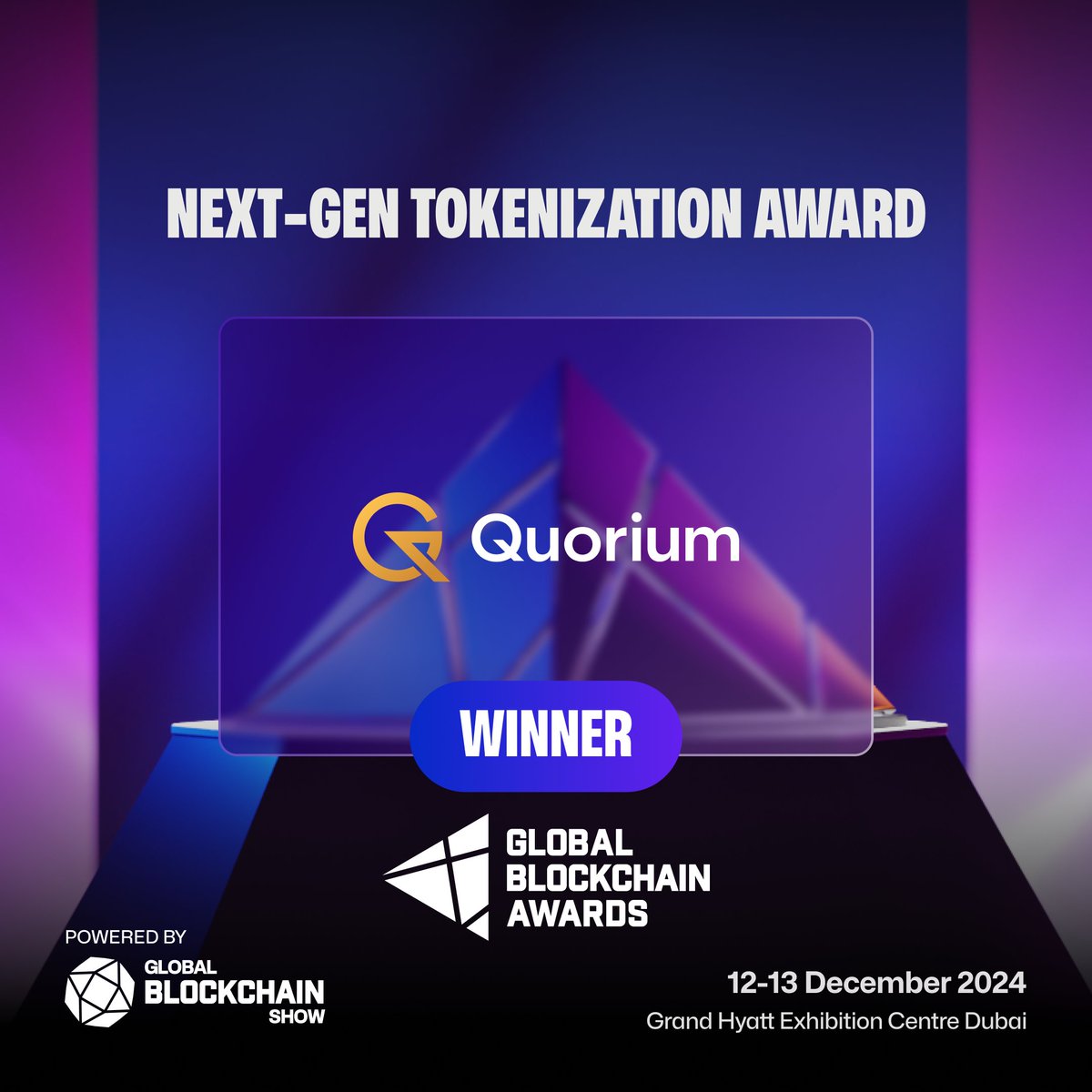 0xGBS's tweet photo. 🎉 Congratulations to @QuoriumGold for winning the Next-Gen Tokenization Award at the Global Blockchain Awards!

Join https://t.co/F7U3Mryln7 at the Global Blockchain Awards Ceremony on 13th December at the Global Blockchain Show, where you can connect and hear from the top 1% of Web3 leaders.

📍 Venue: Grand Hyatt Exhibition Center
📅 Event Dates: 12-13 December
🎟️ Get your tickets now: https://t.co/Ev5DYD5rj2

#GlobalBlockchainAwards #GlobalBlockchainShow #Web3Innovation #Tokenization #Quorium #BlockchainLeaders #TechInnovation
