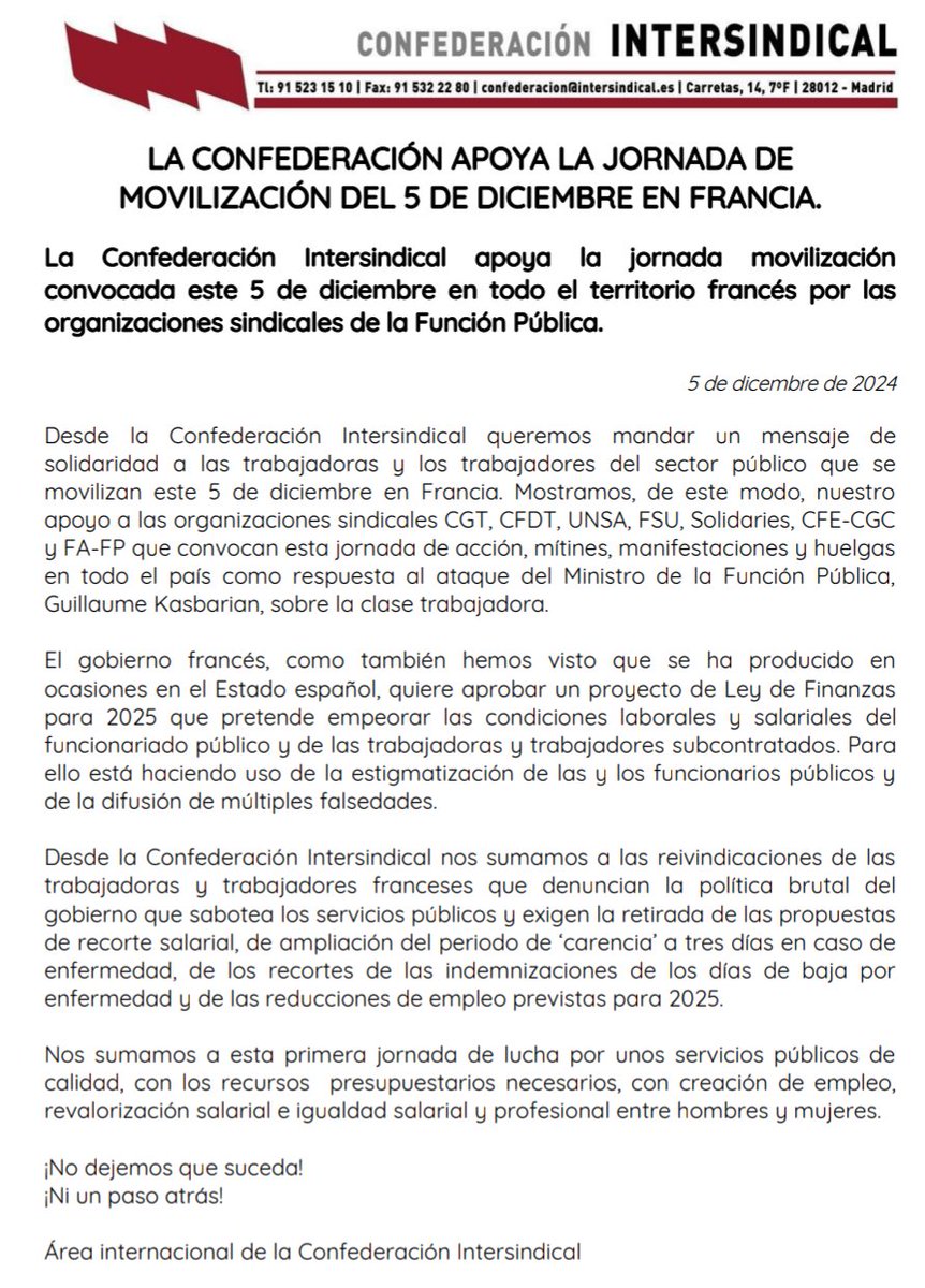 Muchas gracias a l@s compañer@s de <a href="/STESIntersindic/">STEs-Intersindical</a> por el apoyo a la #greve5decembre