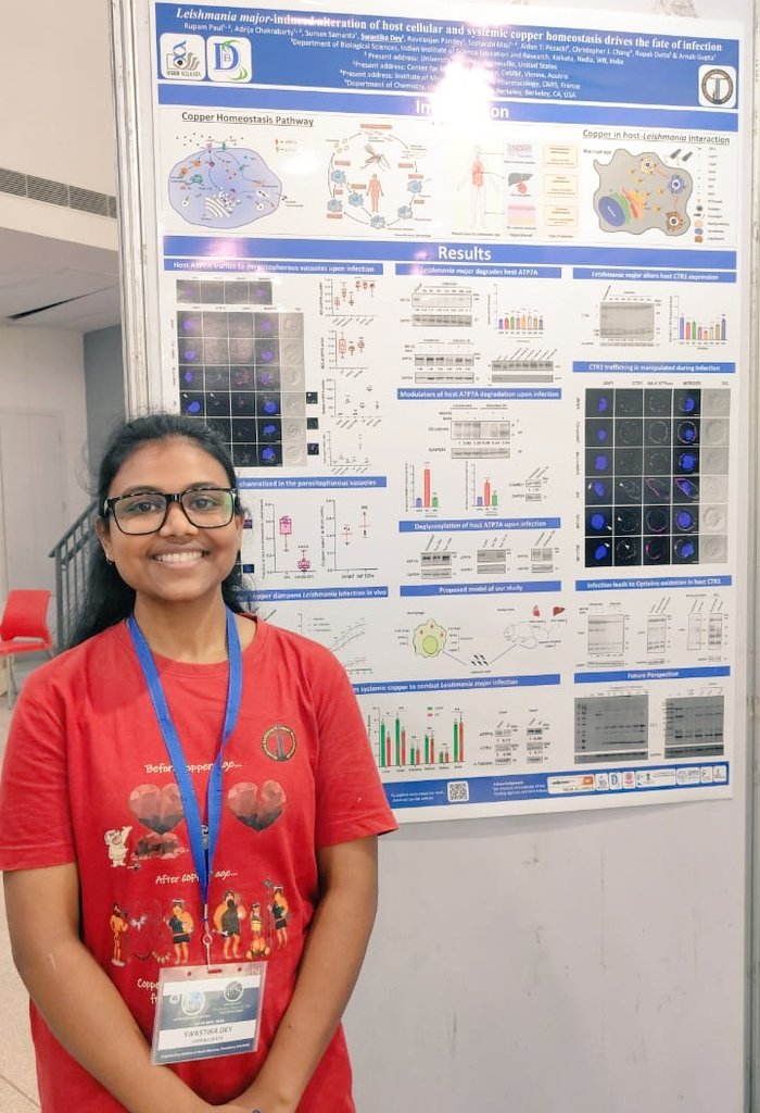 CopperBioGroup's tweet image. Tisha @DashTisha, 5th year BS MS student & Swastika @swastikadey02, 2nd year graduate student, from our lab, presented their posters at the National Symposium organised by Presidency University, IHS-PU. Congrats to @DashTisha for securing 1st position for her poster.
@iiserkol