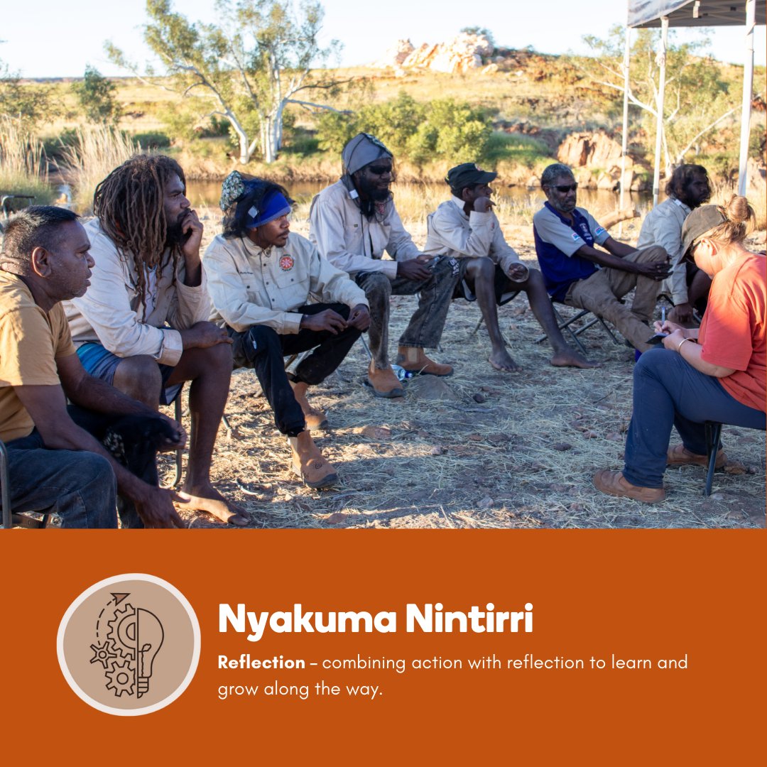 KJMartu's tweet photo. #KJValues Highlight: Nyakuma Nintirri (Reflection)
At KJ, we focus on listening, learning, + evolving with #MartuCommunities. Through reflection at every step, we ensure #MartuVoices guide our work + keep us aligned to Martu values as we grow + improve together. https://t.co/s7YWv1ojgS