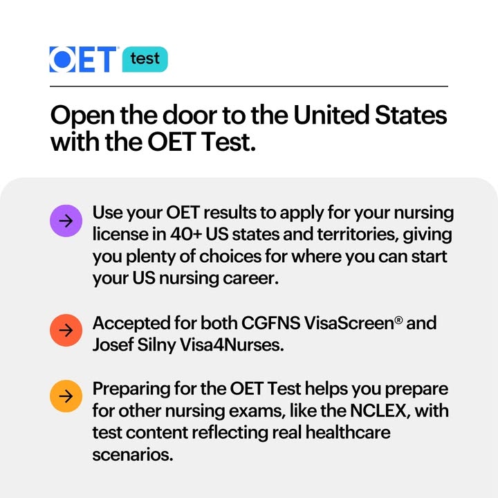 OETOfficial's tweet photo. Exciting update 📣 your OET Test results are now accepted for #nursing license applications in 40+ US states and territories! 🇺🇸

Learn more at https://t.co/4ieR5cJsA0

#OET #OETTest #OETPreparation #OETTips #EnglishLanguageTest https://t.co/jwLpV4Xm0G