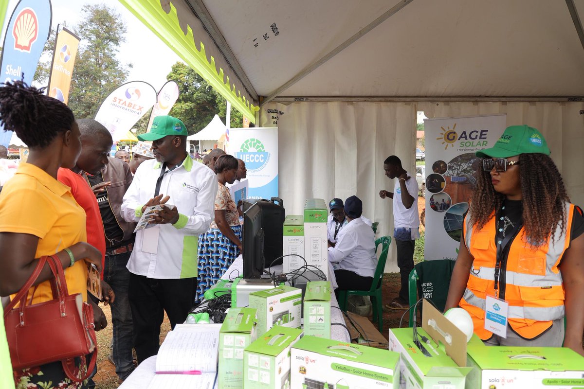 UECCC1's tweet photo. We are live at Kiboga Ssaza grounds for the official #RBFLaunch Various #CleanEnergy service companies are on ground displaying their discounted products. https://t.co/F29r6NVTxI