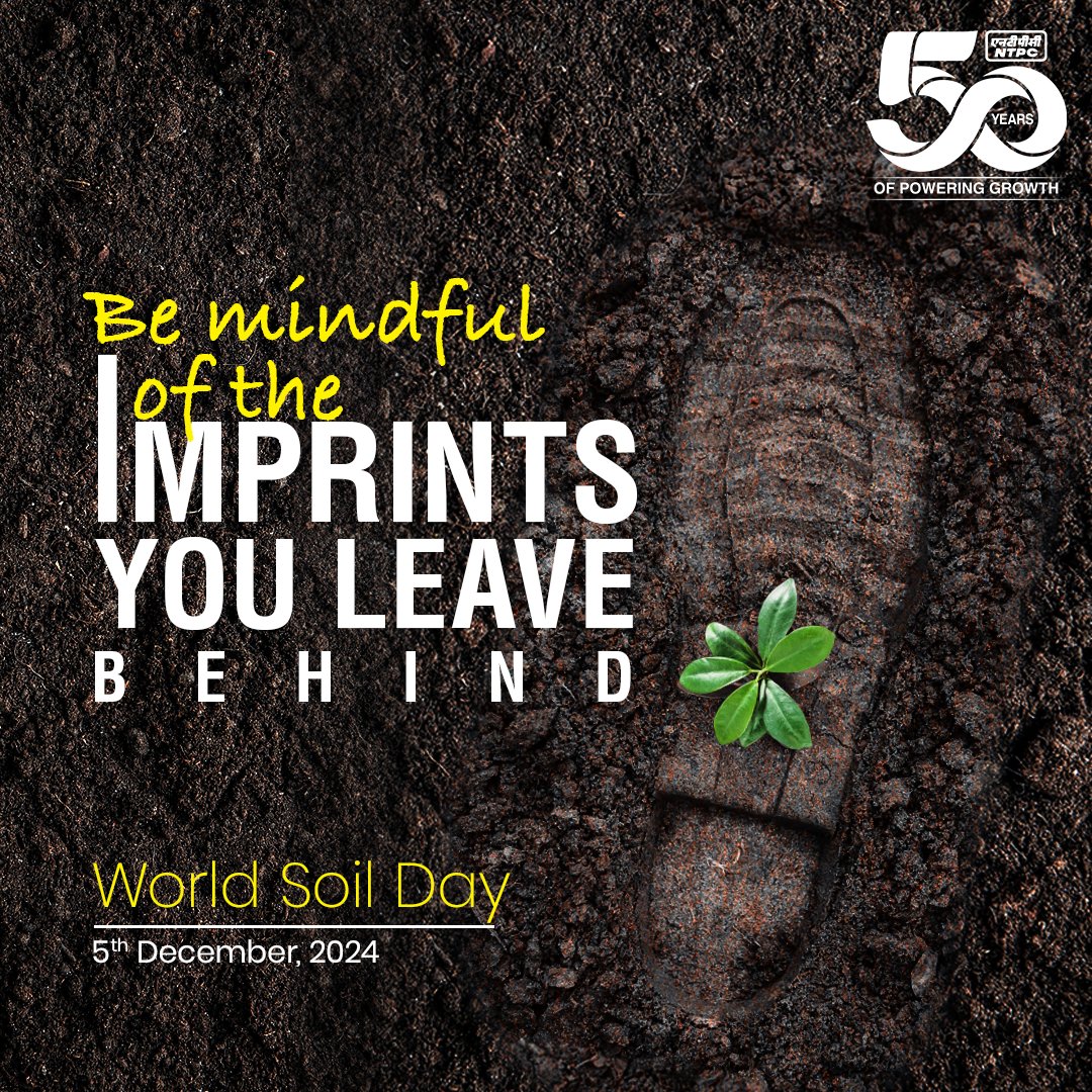 ntpclimited's tweet photo. World Soil Day highlights the crucial role of soil in sustaining life on Earth. Every effort toward soil conservation brings us closer to a cleaner, healthier tomorrow.

Let’s unite to protect this vital resource and build a sustainable future for generations to come.

#NTPC #WorldSoilDay #Sustainability #SoilHealth #GreenEnergy #EcoFriendly #50YearsOfPoweringProgress #50YearsOfInfinitePossibilities #PoweringProgressResponsibly

@MinOfPower @mlkhattar @CMDNTPC @PIB_India @officeofpower