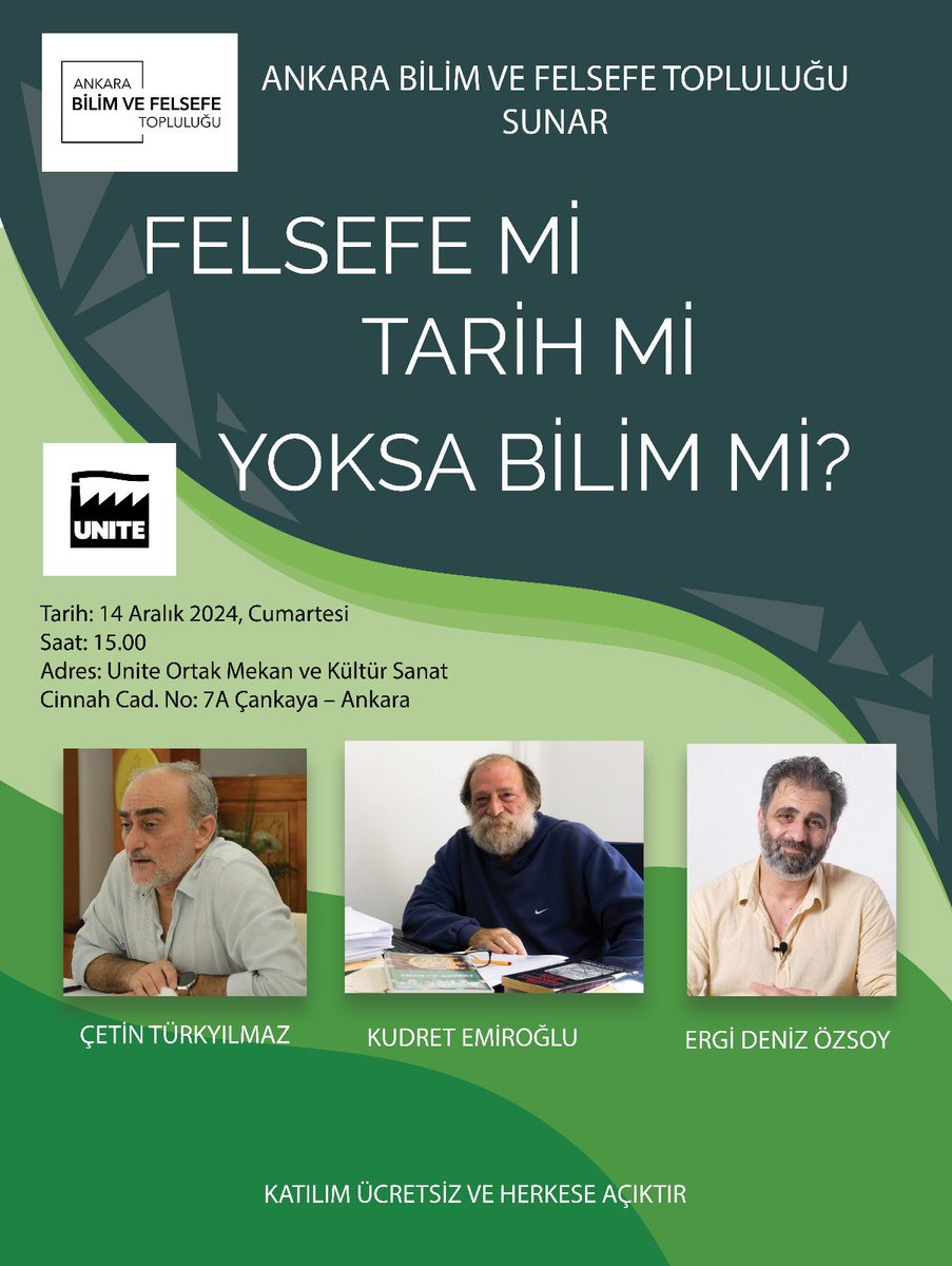 Ankara Bilim ve Felsefe Topluluğu olarak bu dönemki açılış etkinliğimizde bu üç temel kavrayışın geçişliliğini ve izole hallerini kritik edeceğiz.