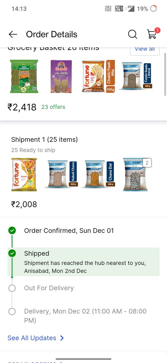 point_the_to's tweet photo. @flipkartsupport @Flipkart 
Today is the 5th of December and my order should have been reached by the 2nd of December. 
At least give cancellation option.

3din se rasan nhi hai Ghar mai 🥹🥹🥹kuch kro jldi yrr https://t.co/k6vUvrSq2Q
