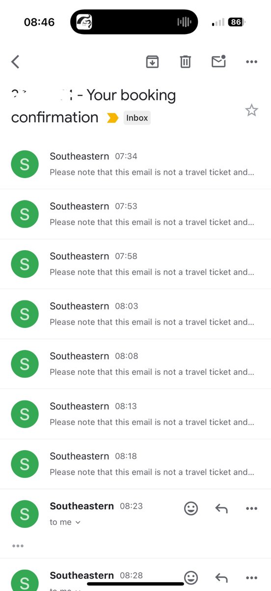 dae_gv's tweet photo. @Se_Railway Hey, thanks for looking into it. Any chance you know why I keep on getting spammed with booking confirmations? The same thing happened when the smart card broke on Tuesday.. https://t.co/0nUXZdVIBC