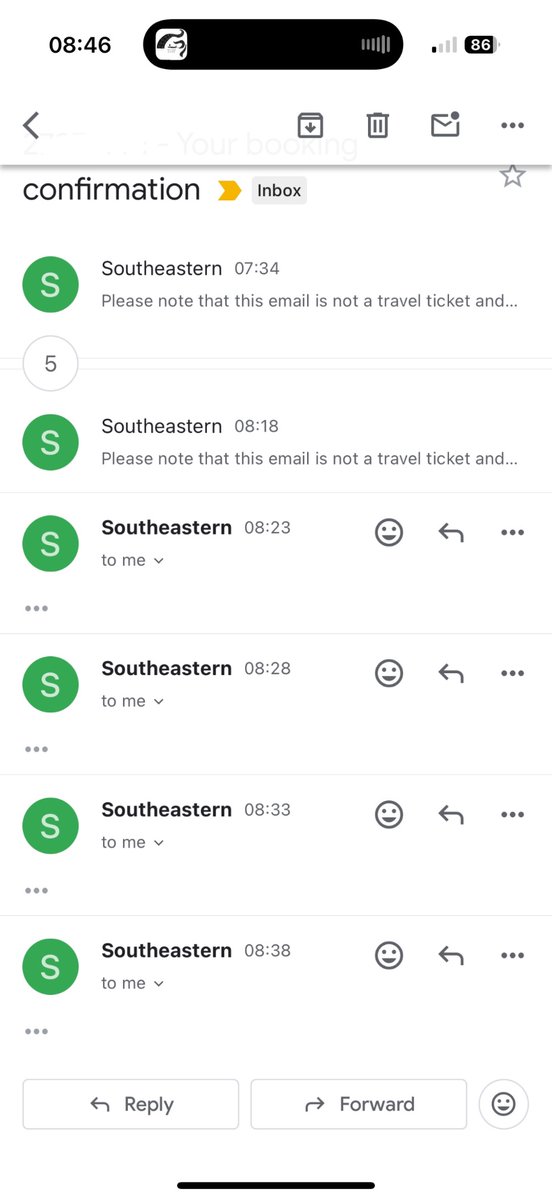 dae_gv's tweet photo. @Se_Railway Hey, thanks for looking into it. Any chance you know why I keep on getting spammed with booking confirmations? The same thing happened when the smart card broke on Tuesday.. https://t.co/0nUXZdVIBC