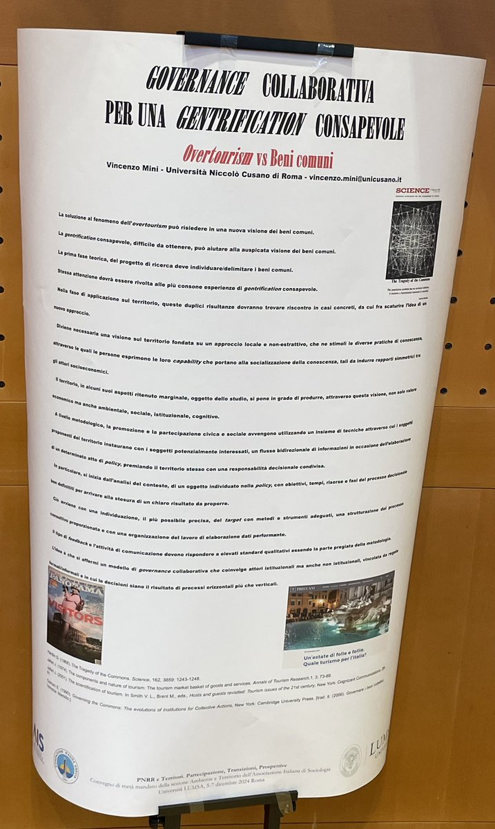cavaliere61's tweet photo. @newsAIS #ambiente #territorio @UniLUMSA per presentare il mio lavoro #governance #collaborativa e #gentrification #consapevole per superare #overtourism https://t.co/mjNCTTRfYR