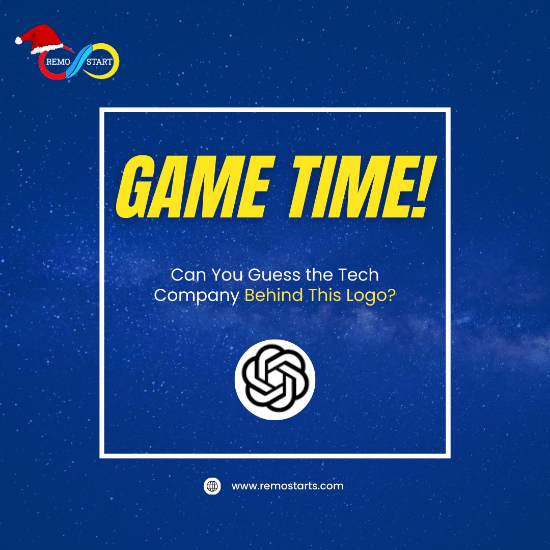 RemoStart's tweet photo. Game Time! 

Can You Guess the Tech Company Behind This Logo in the flier? 😎😎

Drop your answer in the comments below! 

First to get it correctly? 

#Remostart #GuessTheLogo #TechTrivia #GameTime #FunWithLogos #Remostart https://t.co/gicQowFcxe