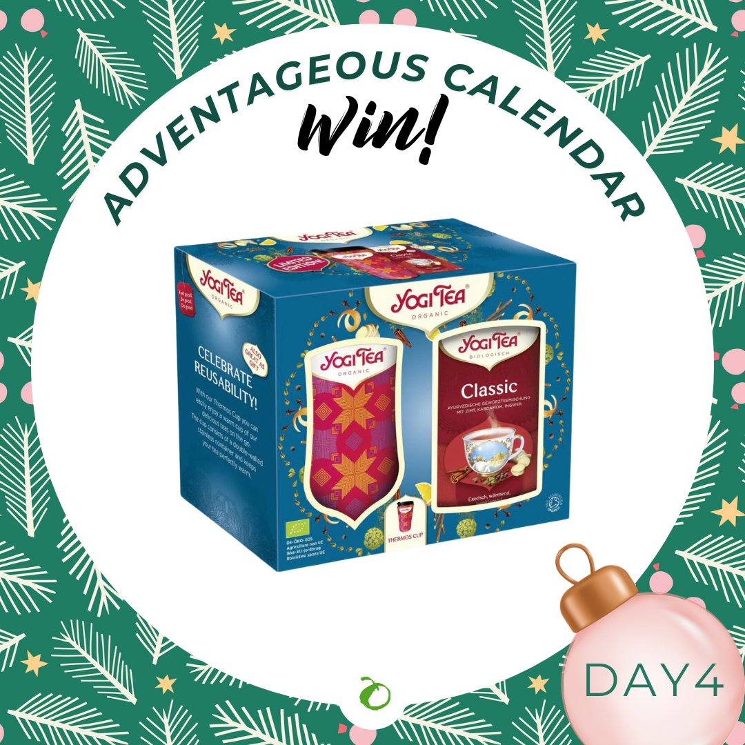 realfoods_uk's tweet photo. 🎄Adventageous Calendar🎄 
Day 4: We're giving you the chance to #WIN a @yogiteaeurope thermos cup gift bundle: a box of Yogi Tea Classic &amp; branded thermos 🫖  Simply follow us both &amp; RT to enter. Also open on FB &amp; IG. #Giveaway closes midnight 05/12. UK only. #Competition https://t.co/oz0WF4by0E