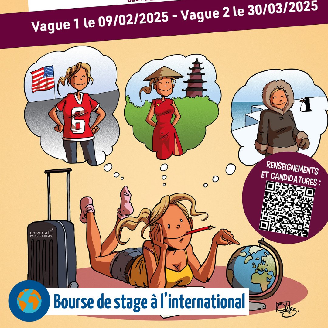 [✈️ Bourse de stage à l'international]

Vous êtes étudiant·e à l'Université Évry Paris-Saclay et rêvez d'une expérience à l'international ? 
Le programme IDEX offre une bourse de stage à l'étranger pour vous accompagner dans cette aventure ! 

👉 urls.fr/M7u_j_