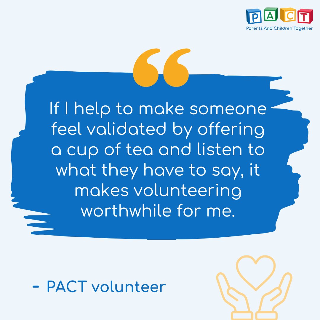 Happy #InternationalVolunteersDay! 🎉 PACT is enormously grateful for the time, skills and talents given freely by our volunteers working with us today. 

💙 By volunteering with PACT, you can help us build and strengthen families for the future. 

 ➡️ pactcharity.org/volunteer-with….