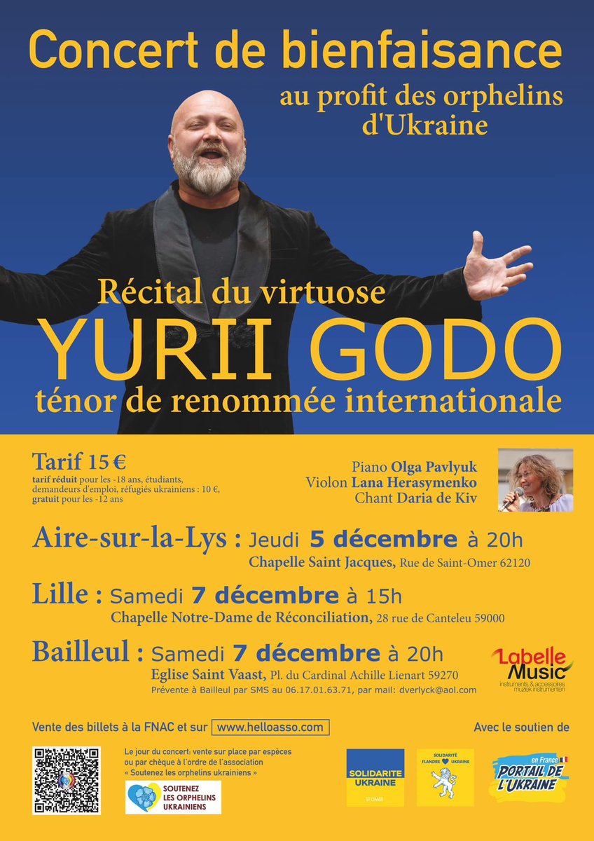 Concert de bienfaisance pour les enfants d'Ukraine avec le Bariton Yurii Godo