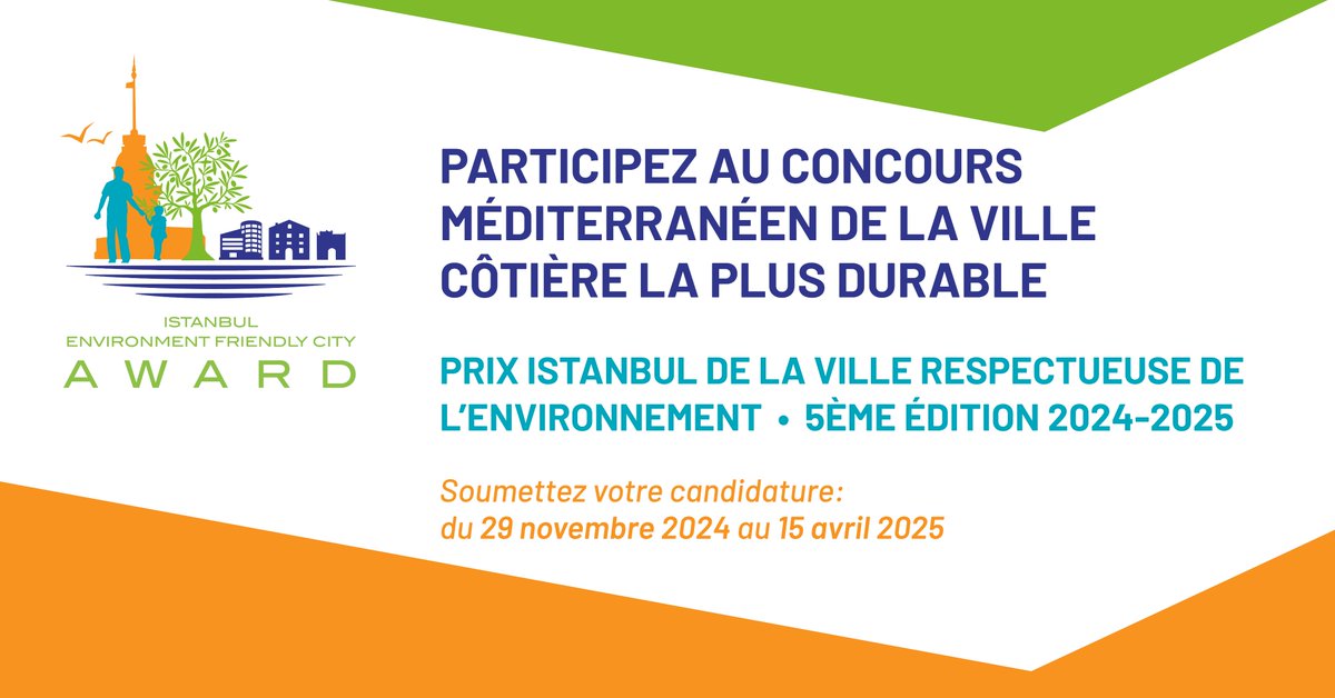 🏆IEFCA 2024-2025🏆
🌊Souhaiteriez-vous participer au concours méditerranéen pour la ville côtière la plus durable?🌿

✨Envoyez votre candidature pour la 5ème édition du Prix Istanbul de la Ville Écologique!

🎯En savoir plus ➡shorturl.at/fo51Q