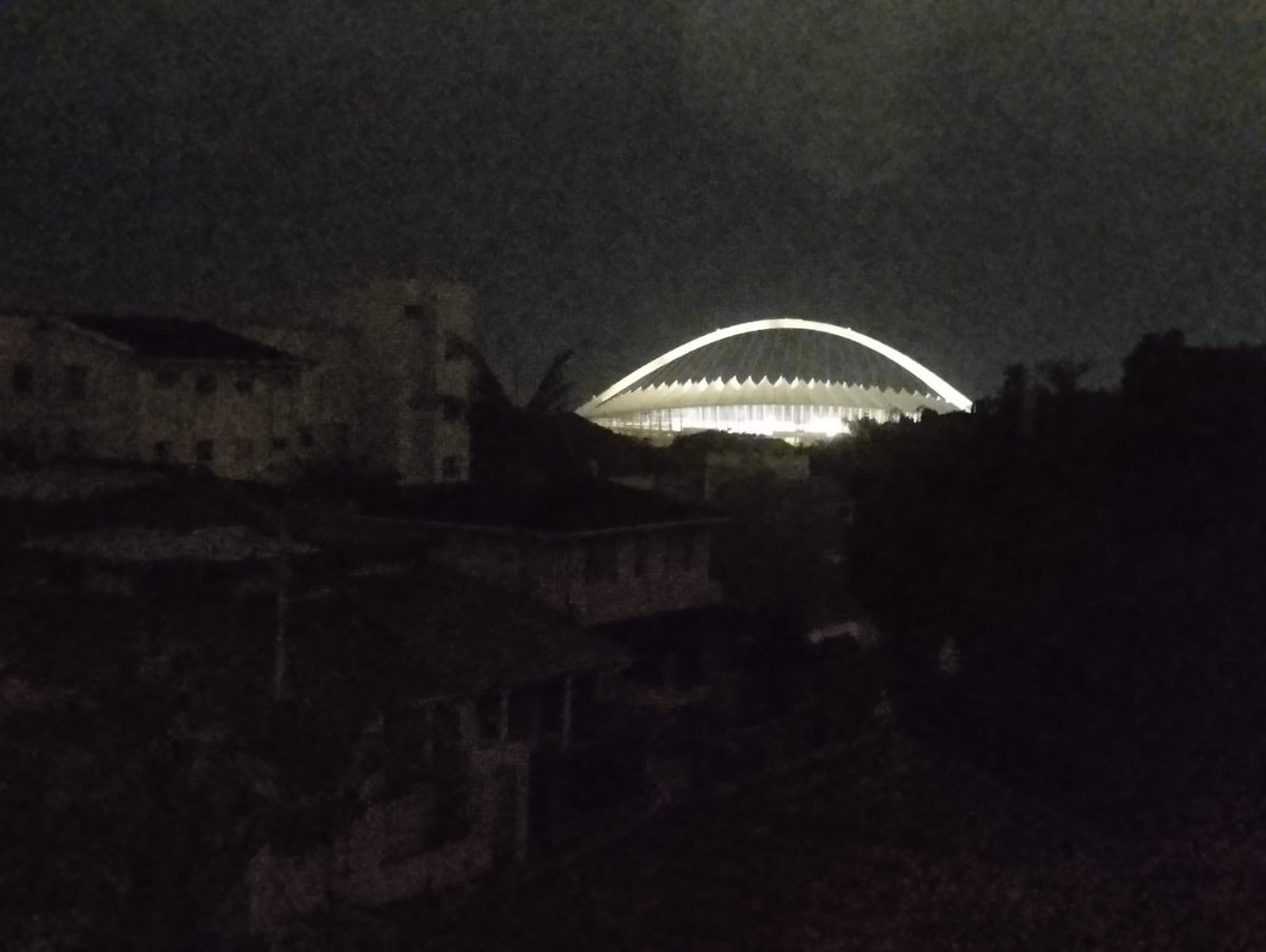 TamlynJolly's tweet photo. @eThekwiniM while 50% of Durban was without electricity for 12 hours between 3pm yesterday and 3am today, Moses Mabhida Stadium was fully lit up with seemingly no event taking place. This pic was taken at 2.45am today. #EnergyEfficiency #Loadshedding #Durban https://t.co/YVvuG906V8