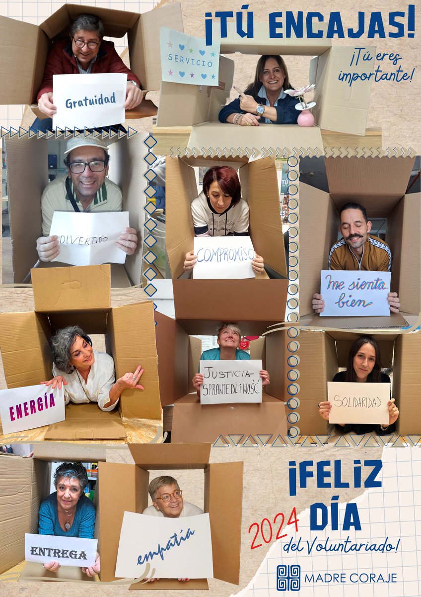 ❤️¡Feliz #DíadelVoluntariado! En el voluntariado, todas las personas encajamos, todas sumamos. 📦

🌏Gracias a quienes dedicáis vuestro tiempo y vuestro corazón a construir una sociedad mejor.

💕Vuestro #compromiso es la inspiración del mundo.
Tú encajas.
Tú eres importante.
