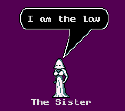 Not much is known about the Sister. This is the magistrate of the kingdom, herself making the indictment, the judgment and the execution.
#amstradcpc #gx4000 #metroidvania #mightycastleadventure #gamedev #retrogaming #pixelart #wip