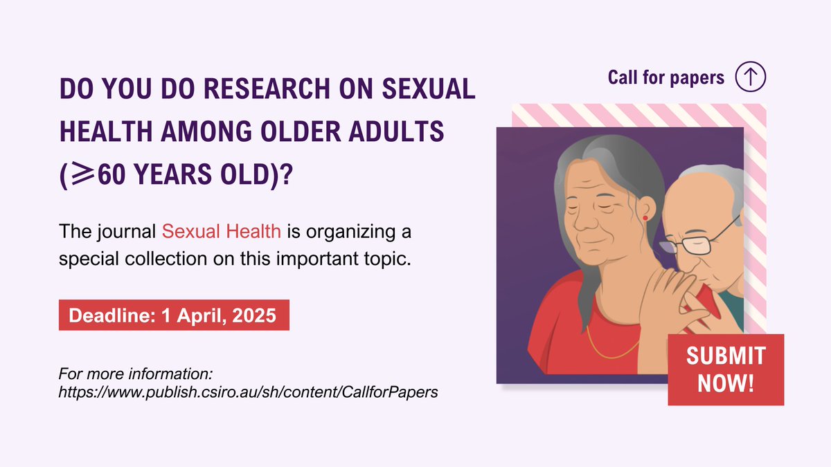 Joe Tucker, MD (@josephtucker) on Twitter photo Do you have a manuscript on sexual health among older adults? The journal <a href="/sexualhealthj/">Sexual Health</a> is organizing a special collection on this important topic. Deadline 1 April 2025 <a href="/HRPresearch/">HRP</a> <a href="/Dan_Wu_SESH/">Dan Wu</a> <a href="/sesh_global/">SESH Global</a> <a href="/uncglobalhealth/">Institute for Global Health & Infectious Diseases</a> <a href="/DrJasonJOng/">Jason Ong</a> Do you have a manuscript on sexual health among older adults? The journal <a href="/sexualhealthj/">Sexual Health</a> is organizing a special collection on this important topic. Deadline 1 April 2025 <a href="/HRPresearch/">HRP</a> <a href="/Dan_Wu_SESH/">Dan Wu</a> <a href="/sesh_global/">SESH Global</a> <a href="/uncglobalhealth/">Institute for Global Health & Infectious Diseases</a> <a href="/DrJasonJOng/">Jason Ong</a>