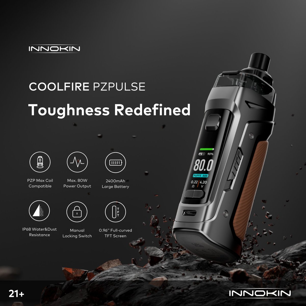 Meet the NEW 𝐂𝐨𝐨𝐥𝐟𝐢𝐫𝐞 𝐏𝐙𝐏𝐮𝐥𝐬𝐞!

The first device built for the PZP Max Coil.

Power. Flavor. Performance. All MAXed out. 💥

21+ only

#CoolfirePZPulse #NewArrival #newrelease #innokin #vaping