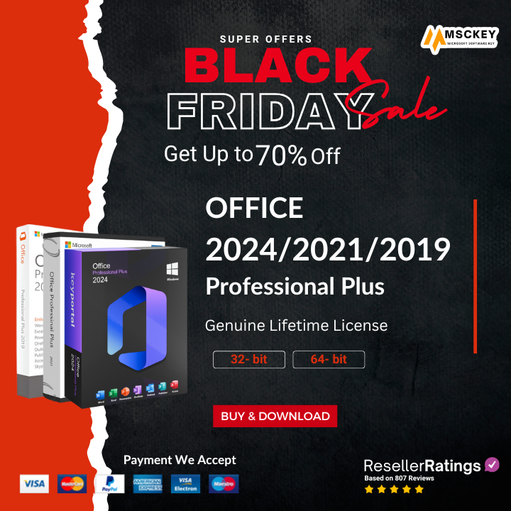 Huge #BlackFriday2024 Deals!
Get up to 70% off lifetime Microsoft Office licenses (2024, 2021, 2019 Professional Plus at Msckey.
✔️ Genuine keys
✔️ Instant delivery
✔️ Extra 5% off with code CYBER
Don’t miss out! Shop now 👉 msckey.com/shop/

#CyberMonday #SoftwareSavings