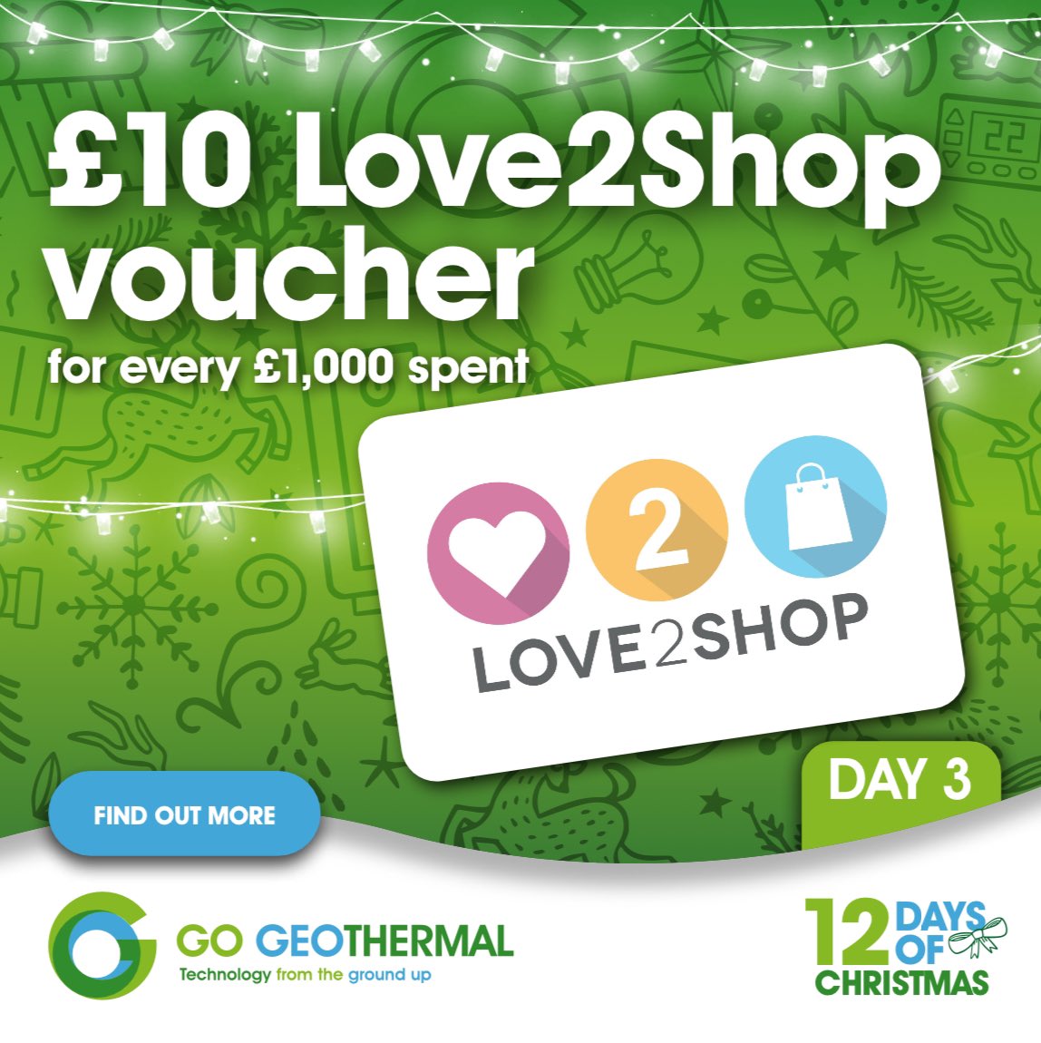 🎄12 days of Christmas at Go Geothermal🎄

🔥Day 3: Receive a £10 LoveShop voucher for every £1,000 spent with us!🔥

📞Call us now on 01388 720228 before it's too late!