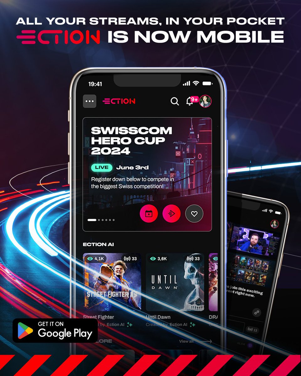 𝗕𝗶𝗴 𝗻𝗲𝘄𝘀: 𝗘𝗰𝘁𝗶𝗼𝗻 𝗷𝘂𝘀𝘁 𝘄𝗲𝗻𝘁 𝗺𝗼𝗯𝗶𝗹𝗲! 🎉

Now, you can stream, connect, and compete no matter where you are with the 𝗡𝗘𝗪 𝗘𝗖𝗧𝗜𝗢𝗡 𝗔𝗣𝗣. Multistreaming is right in your pocket ✨ 

Available now on Google Play! shorturl.at/PkQsW