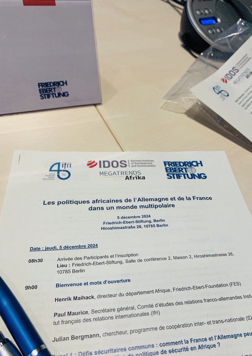 Sina Schlimmer (@schlimmersina) on Twitter photo Conference day ! <a href="/FESonline/">Friedrich-Ebert-Stiftung</a>, thanks for hosting <a href="/Afrique_IFRI/">Ifri - Centre Afrique subsaharienne</a> & <a href="/IDOS_research/">IDOS_research</a> in Berlin
🌍🇩🇪🇫🇷 Conference day ! <a href="/FESonline/">Friedrich-Ebert-Stiftung</a>, thanks for hosting <a href="/Afrique_IFRI/">Ifri - Centre Afrique subsaharienne</a> & <a href="/IDOS_research/">IDOS_research</a> in Berlin
🌍🇩🇪🇫🇷