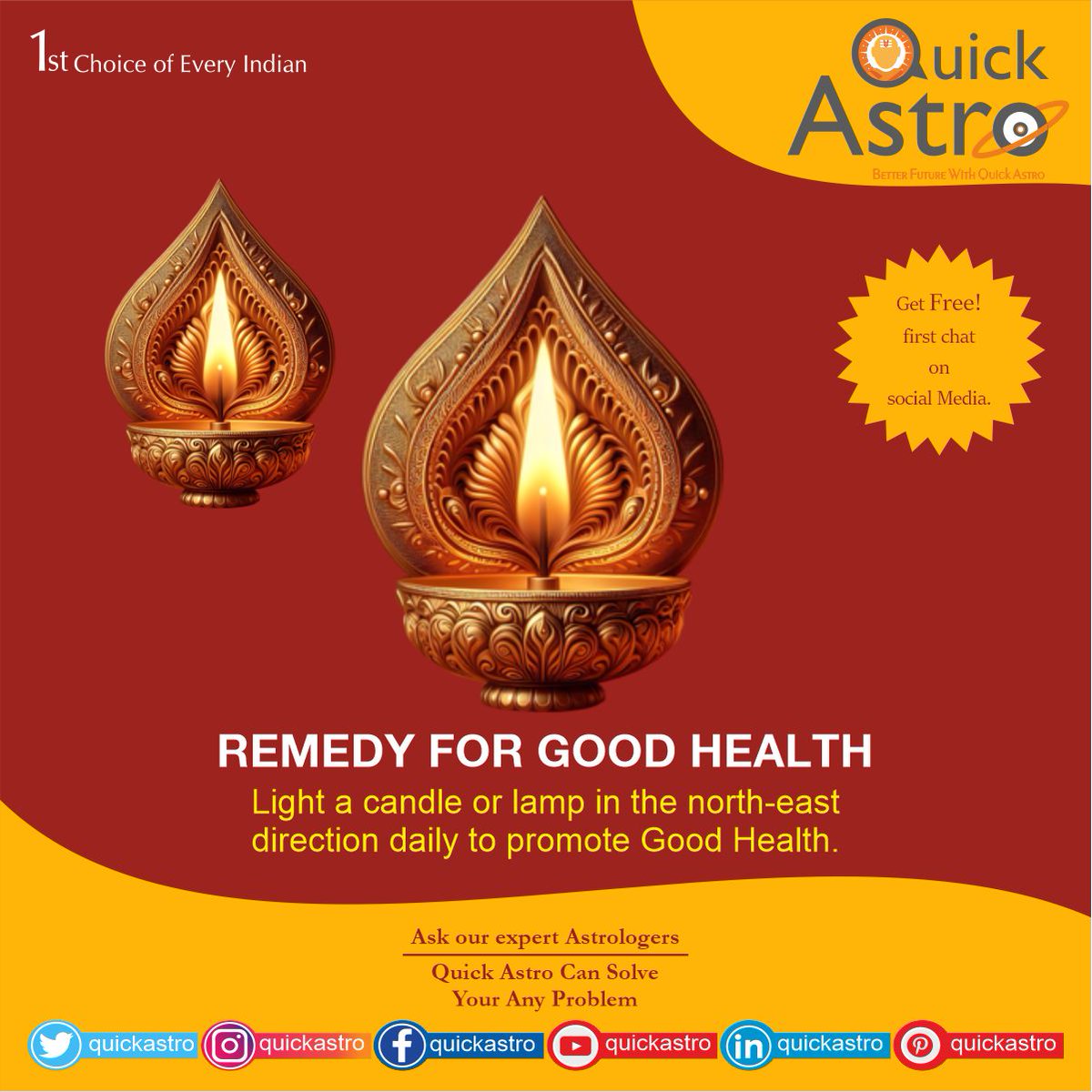 quickastro22's tweet photo. ****LIGHT A CANDLE OR LAMP IN THE NORTH-EAST DIRECTION DAILY TO PROMOTE GOOD HEALTH****
For more vastu tips or astro remedies, follow us on social media and if you want to know about your life kindly share your date of birth  ON 92175-80001
***** PAID SERVICE **#vastu #vastutips https://t.co/bq5h1CAZRo